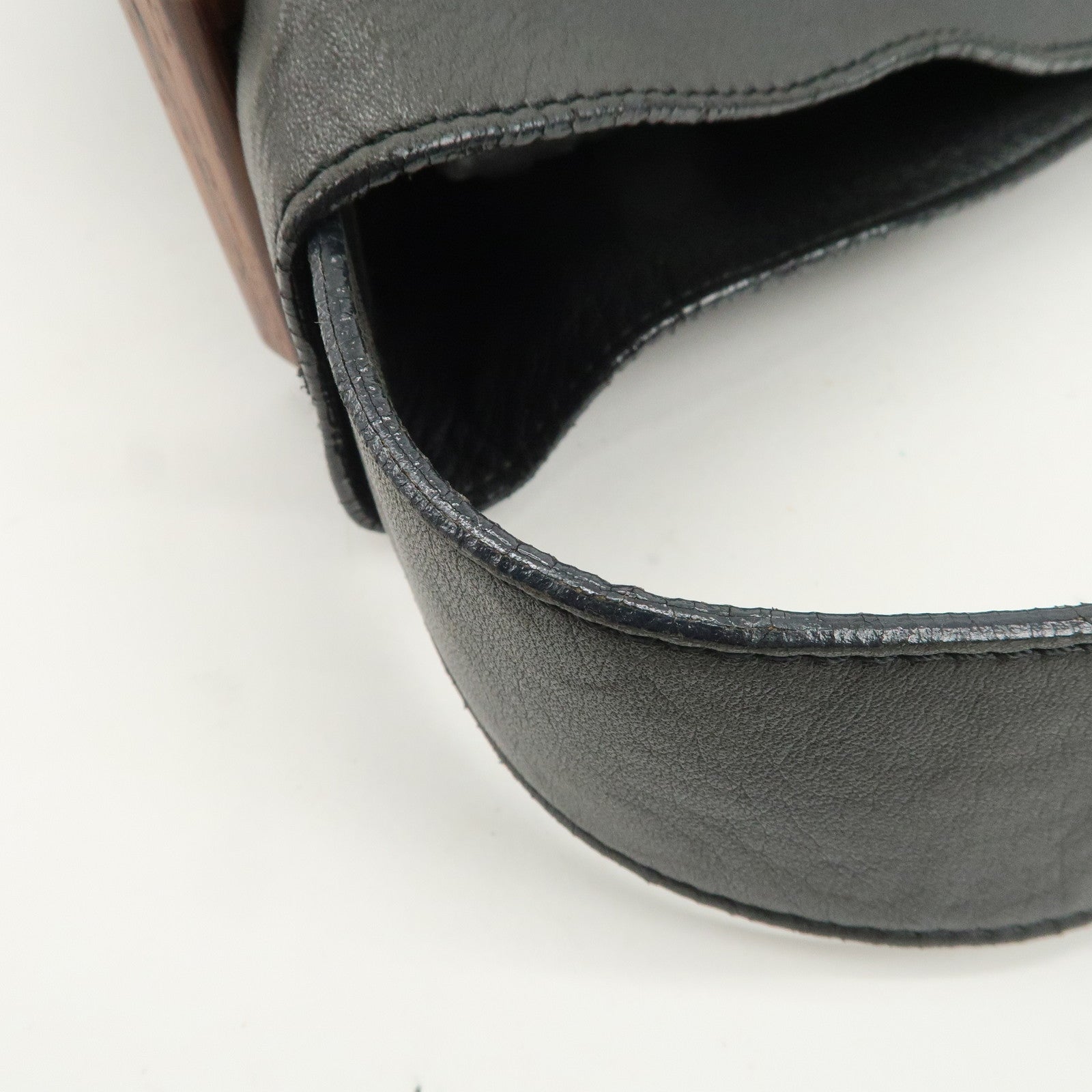LOEWE Logo Leather Shoulder Bag Hand Bag Black