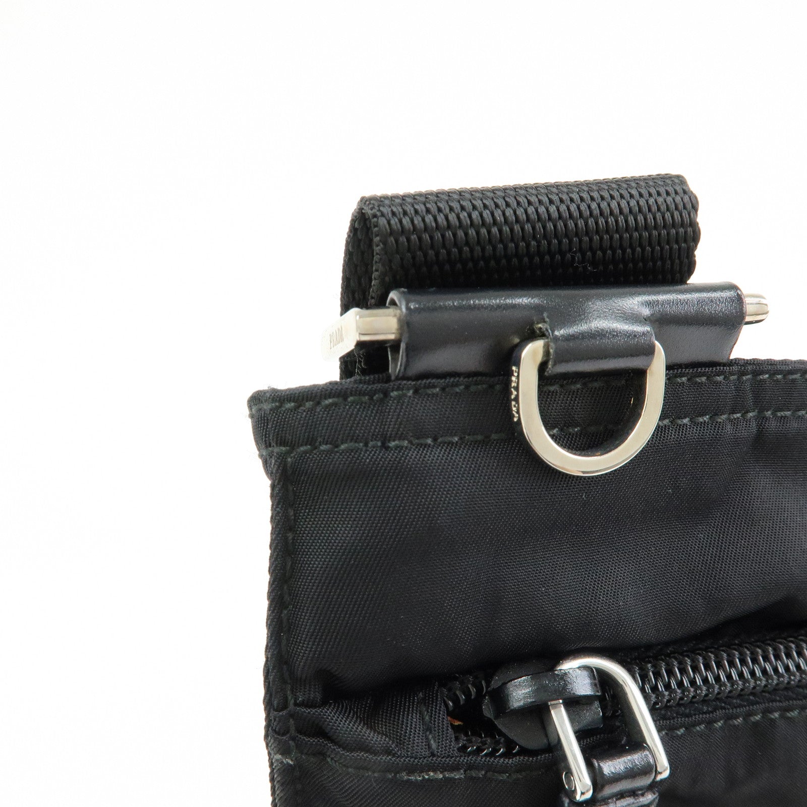 PRADA Triangle Logo Nylon Leather Shoulder Bag Crossbody Bag 2VH118