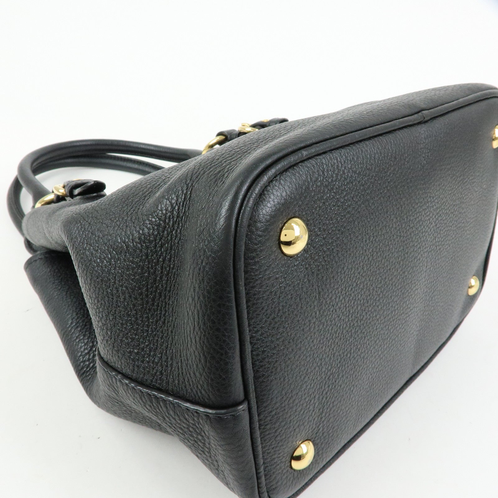 MIU MIU Madras Leather 2Way Bag Hand Bag Shoulder Bag Black 5BE886