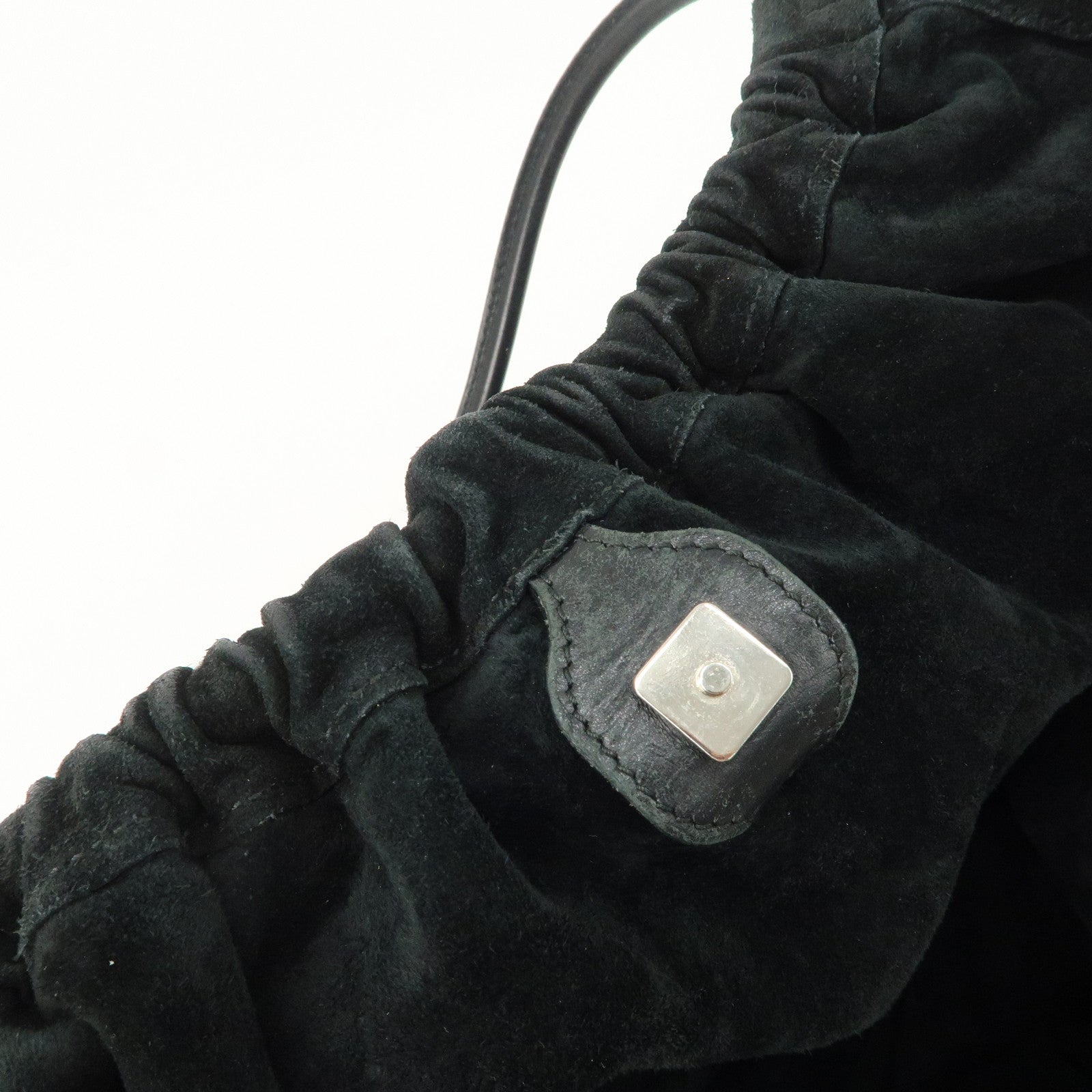 GUCCI Suede Leather Shoulder Bag Tote Bag Black 001.4332 Used