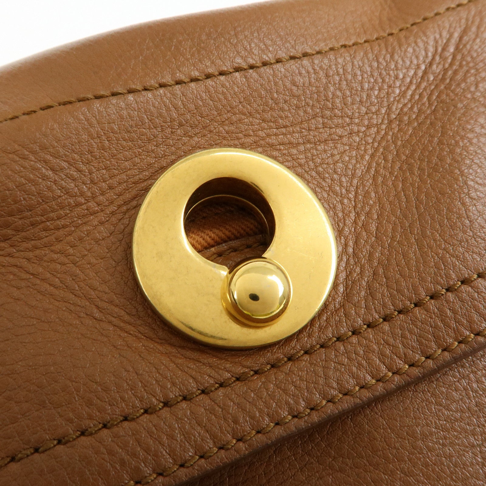 SAINT LAURENT PARIS Muse Two Leather Canvas Hand Bag Brown 229680