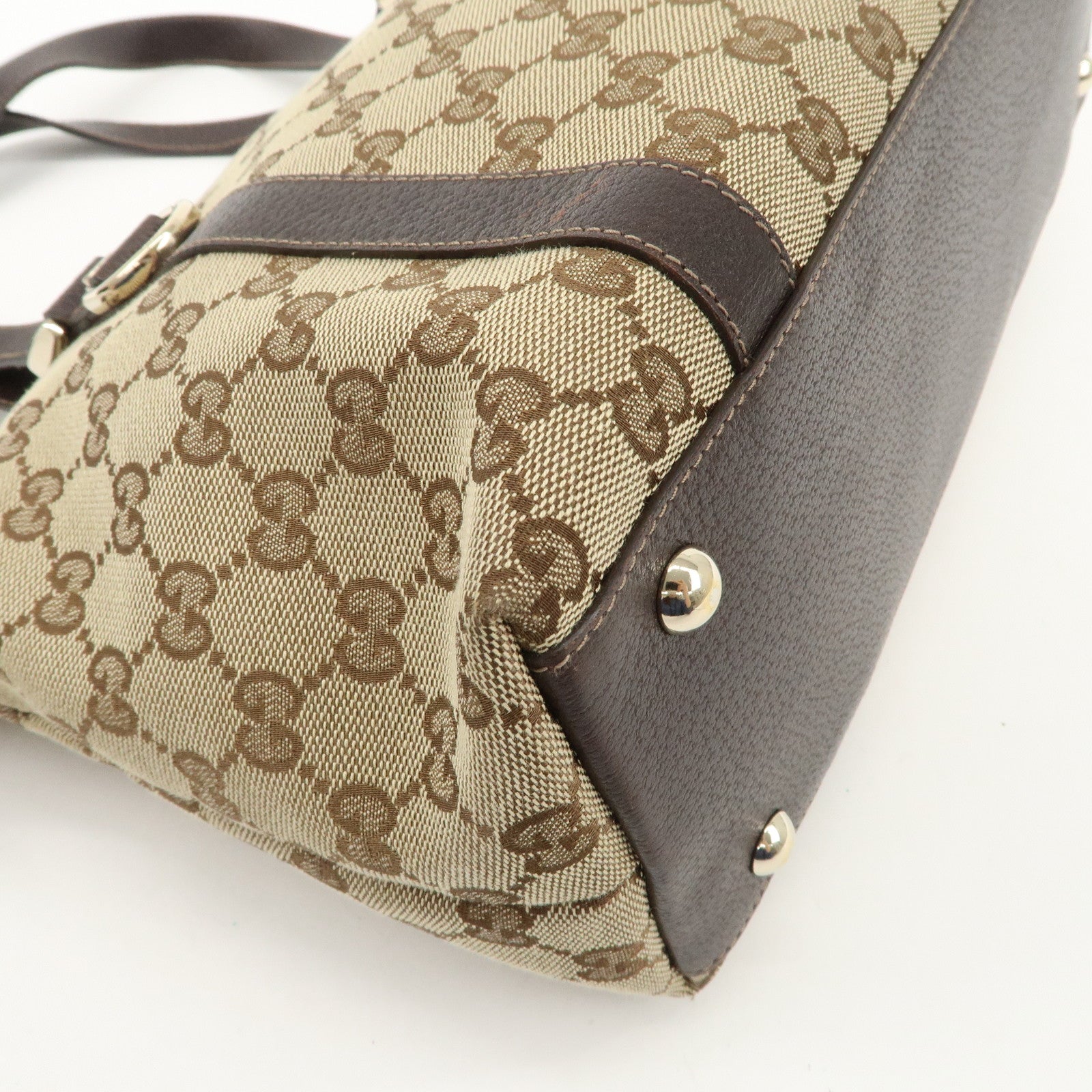 GUCCI Abbey GG Canvas Leather Shoulder Hand Bag Beige Brown 141470 Used