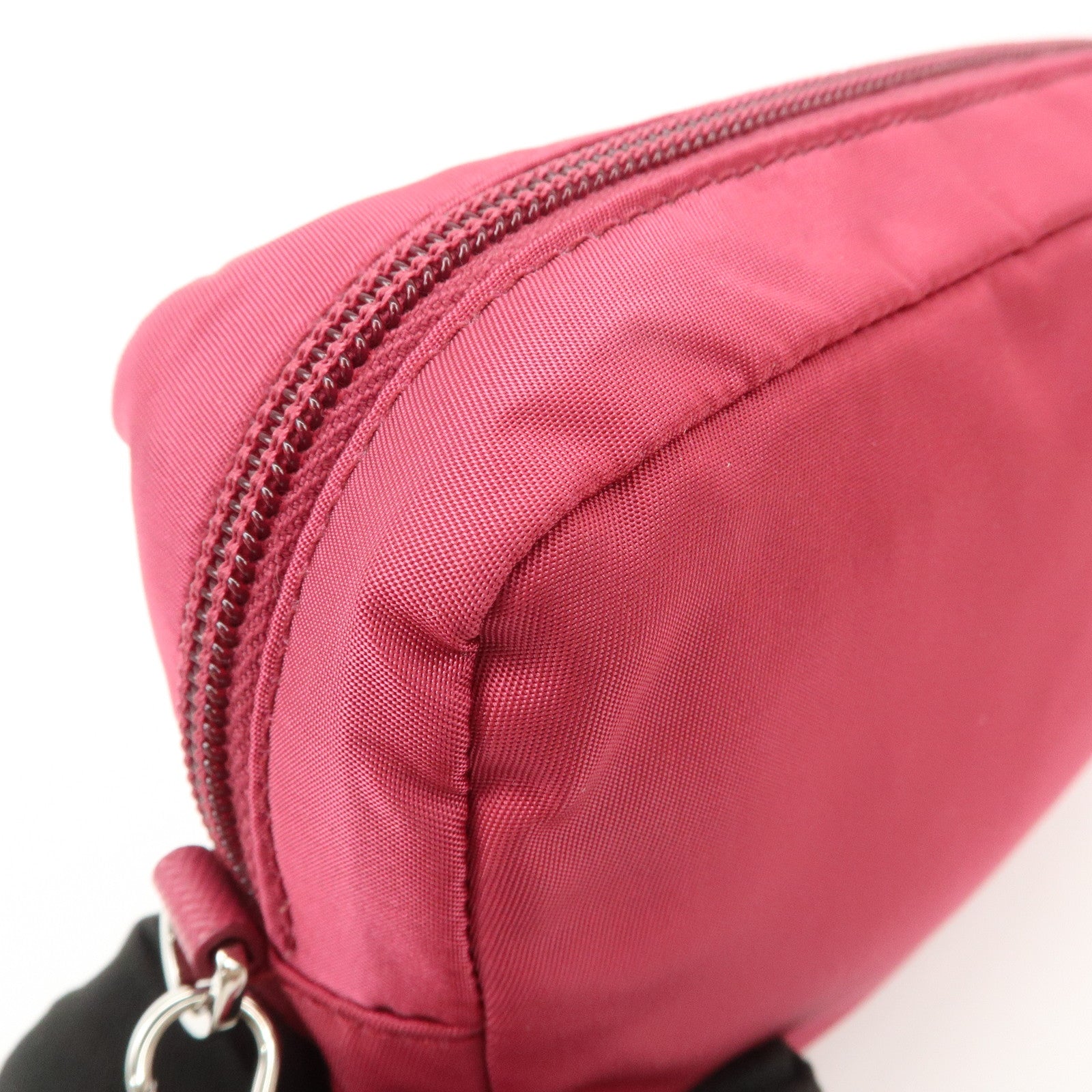 PRADA Triangle Logo Nylon Leather Pouch Pink 1NE693 Used