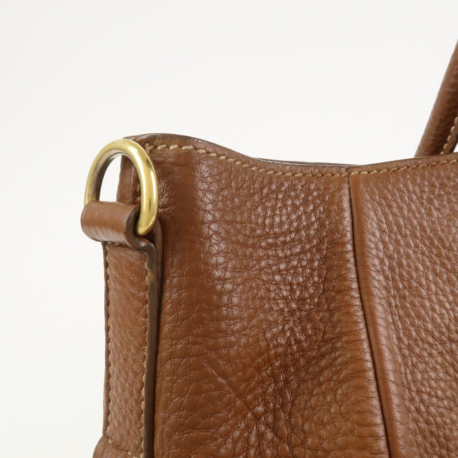 PRADA VITELLO Leather 2Way Bag Hand Bag Shoulder Bag Camel