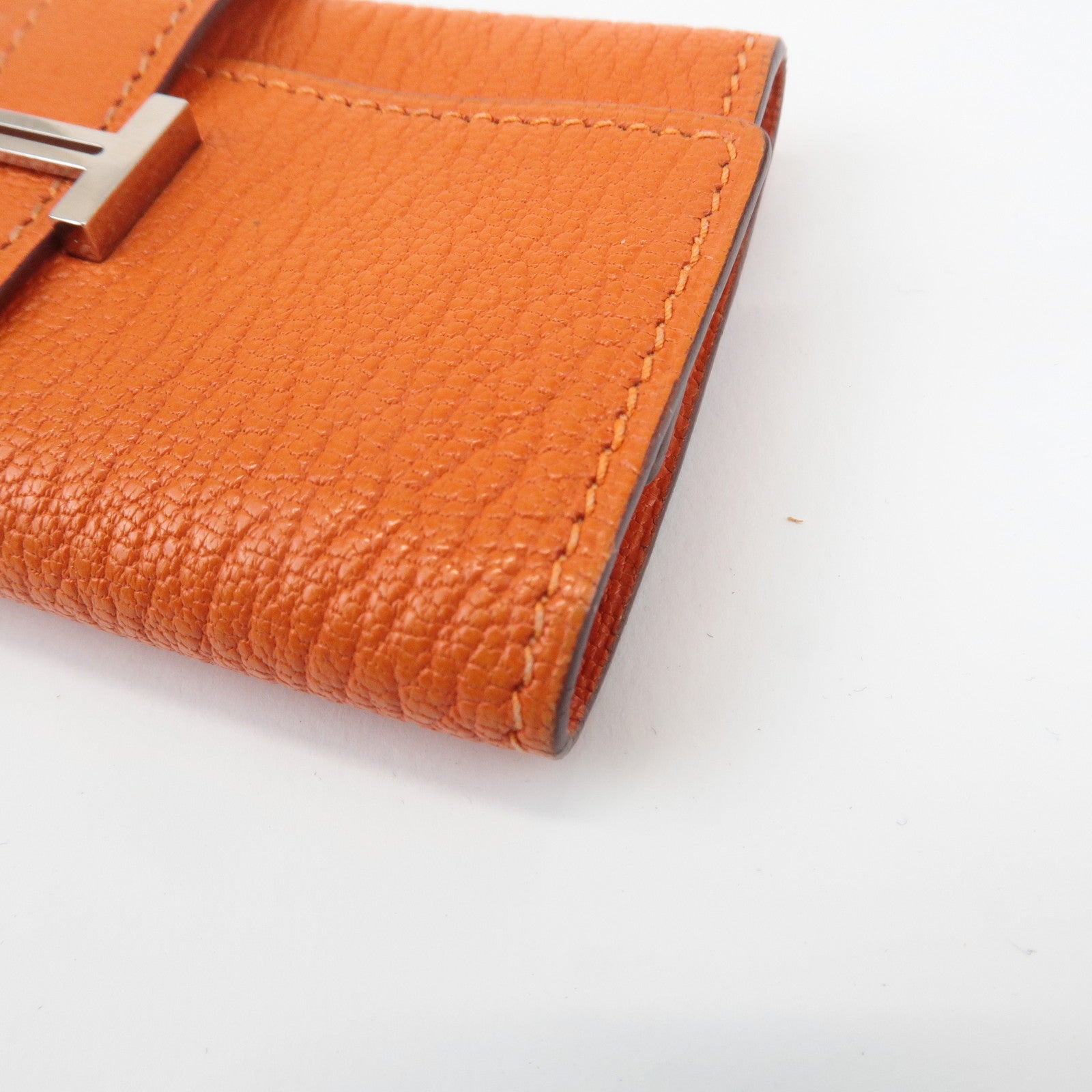 HERMES Shable Bean Leather 4 Rings Key Case I Stamped Orange