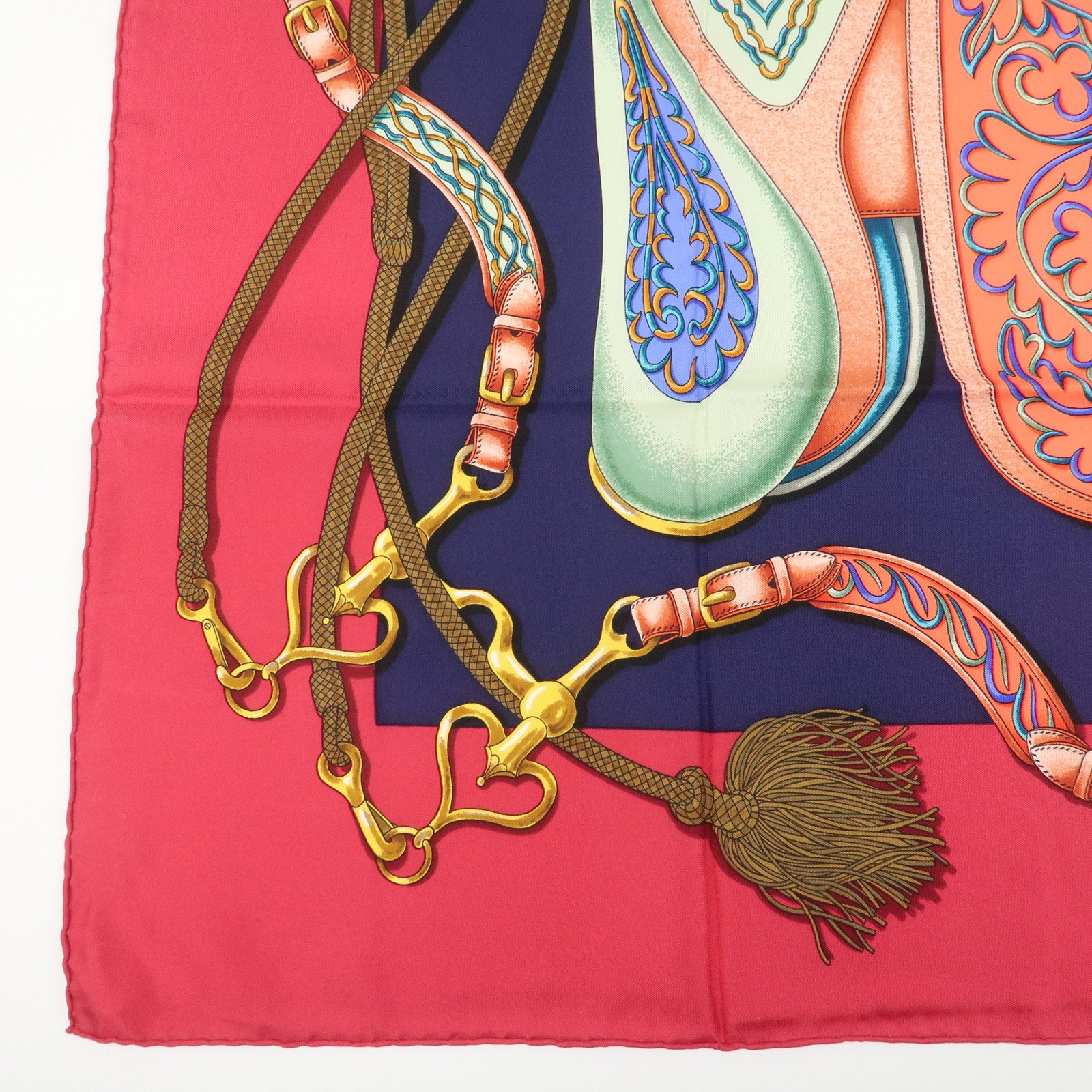 HERMES Carre 90 Silk 100% Scarf Festival Pink Multicolor