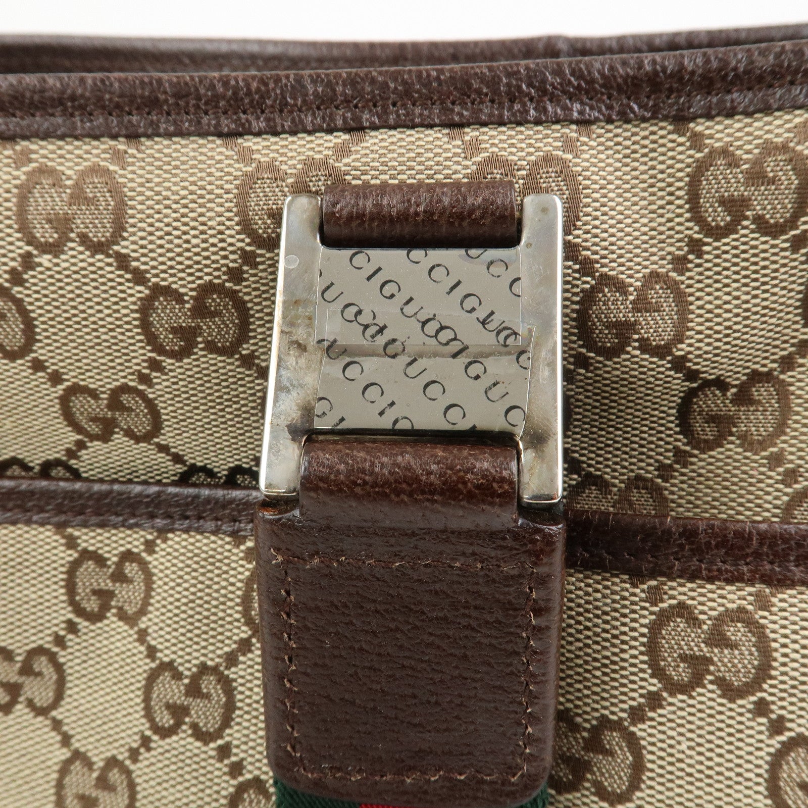 GUCCI Sherry GG Canvas Leather Tote Bag Shoulder Bag Brown 145758