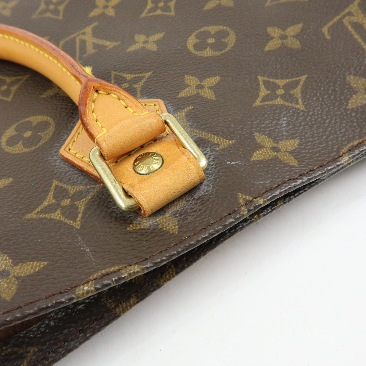 Louis Vuitton Monogram Sac Plat Tote Bag Hand Bag Brown M51140