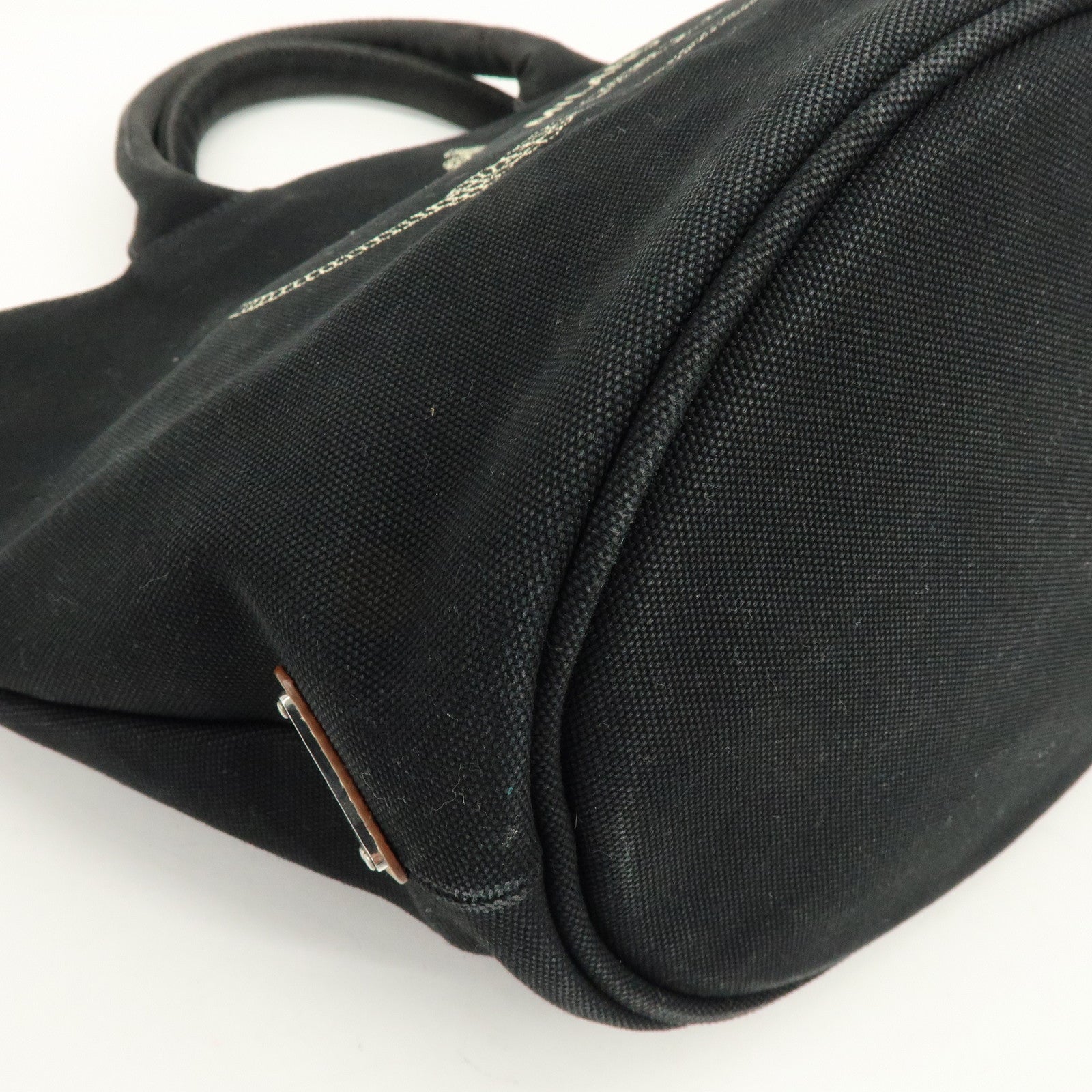 PRADA Triangle Logo Canapa Canvas 2Way Bag Tote Bag Black 1BG186
