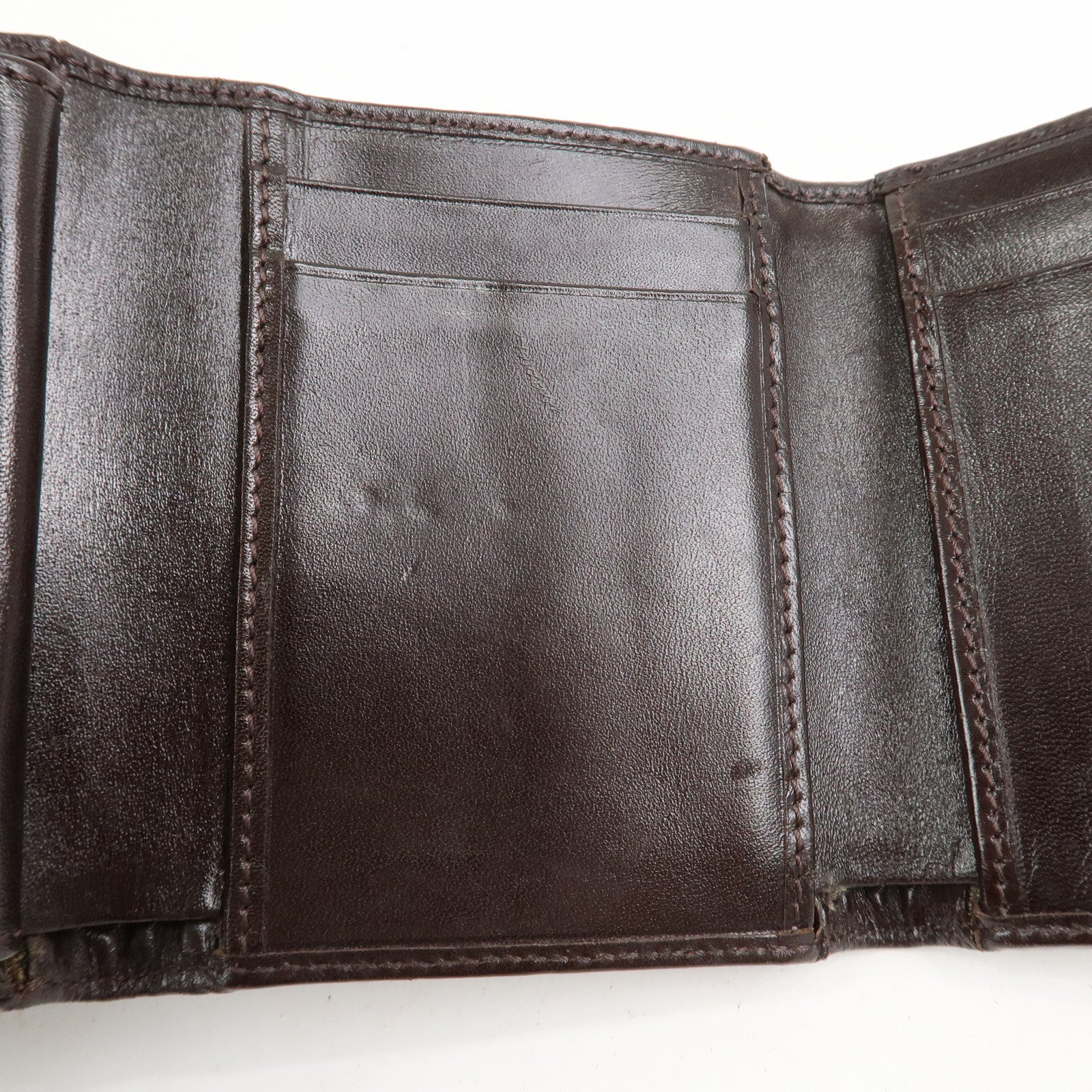 FENDI Zucca Canvas Leather Tri-fold Compact Wallet Brown 30959