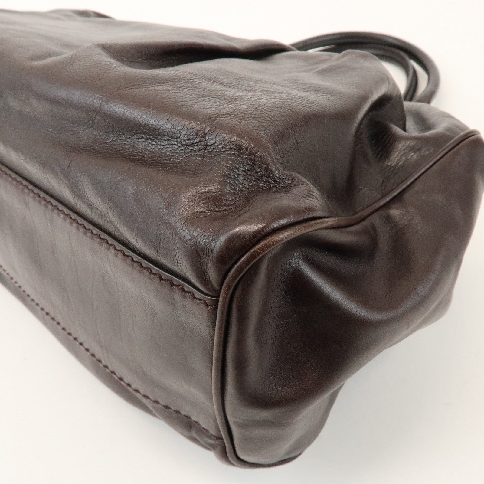 GUCCI Sukey Interlocking G Leather Tote Bag Hand Bag Brown 211944