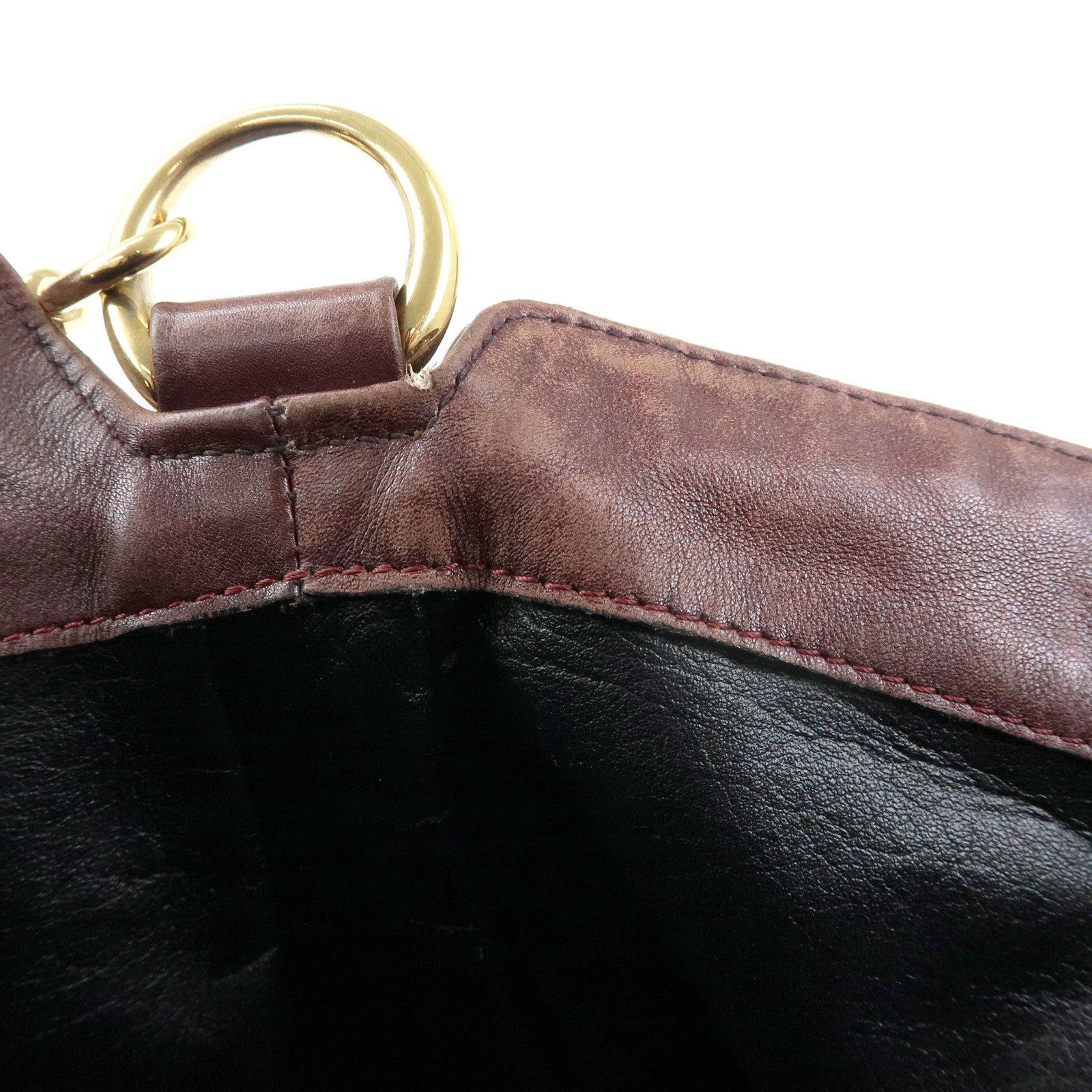 GUCCI Bamboo Leather 2Way Bag Hand Shoulder Bag Bordeaux 001・1577