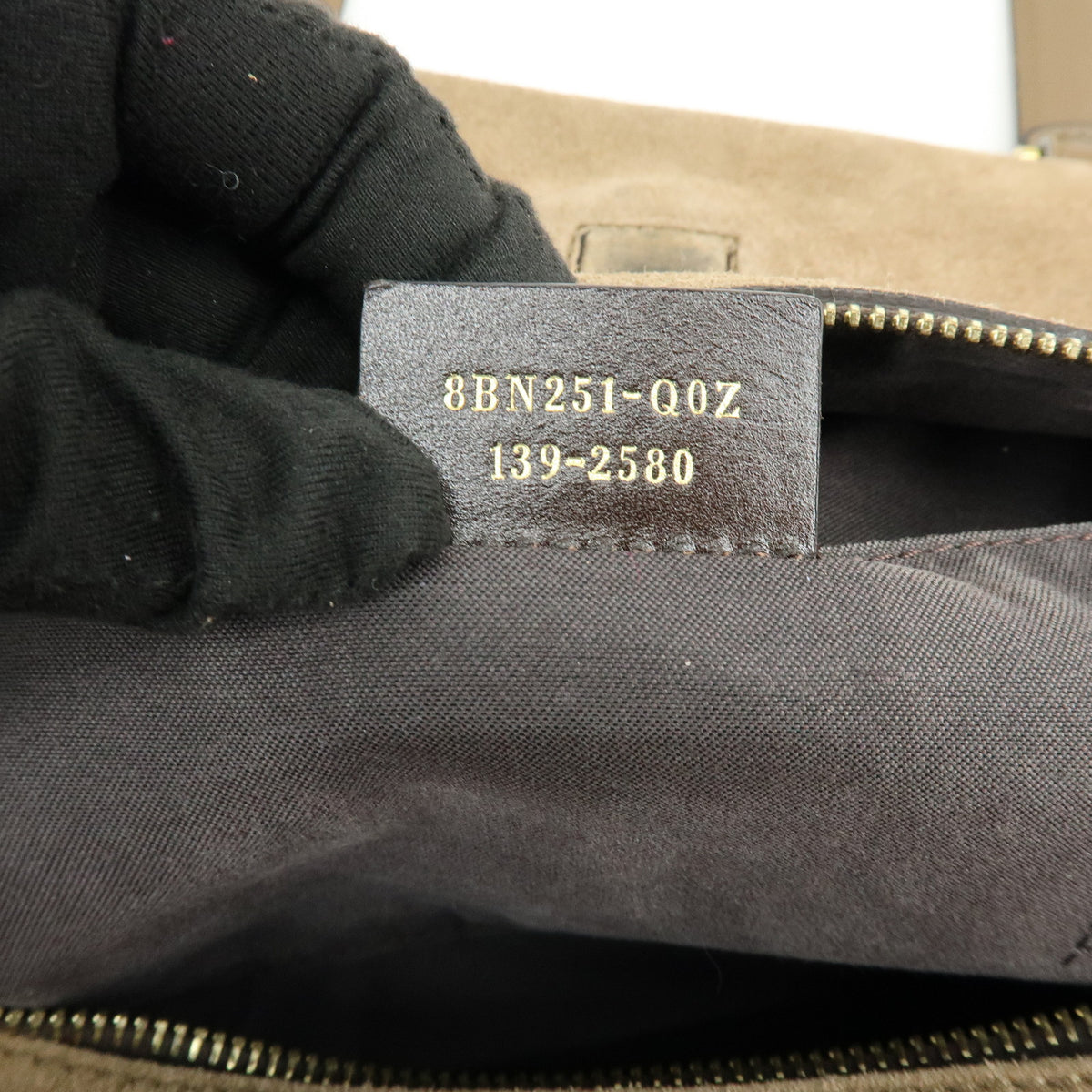 FENDI Pequin Leather Canvas Suede Tote Bag Hand Bag Brown 8BN251