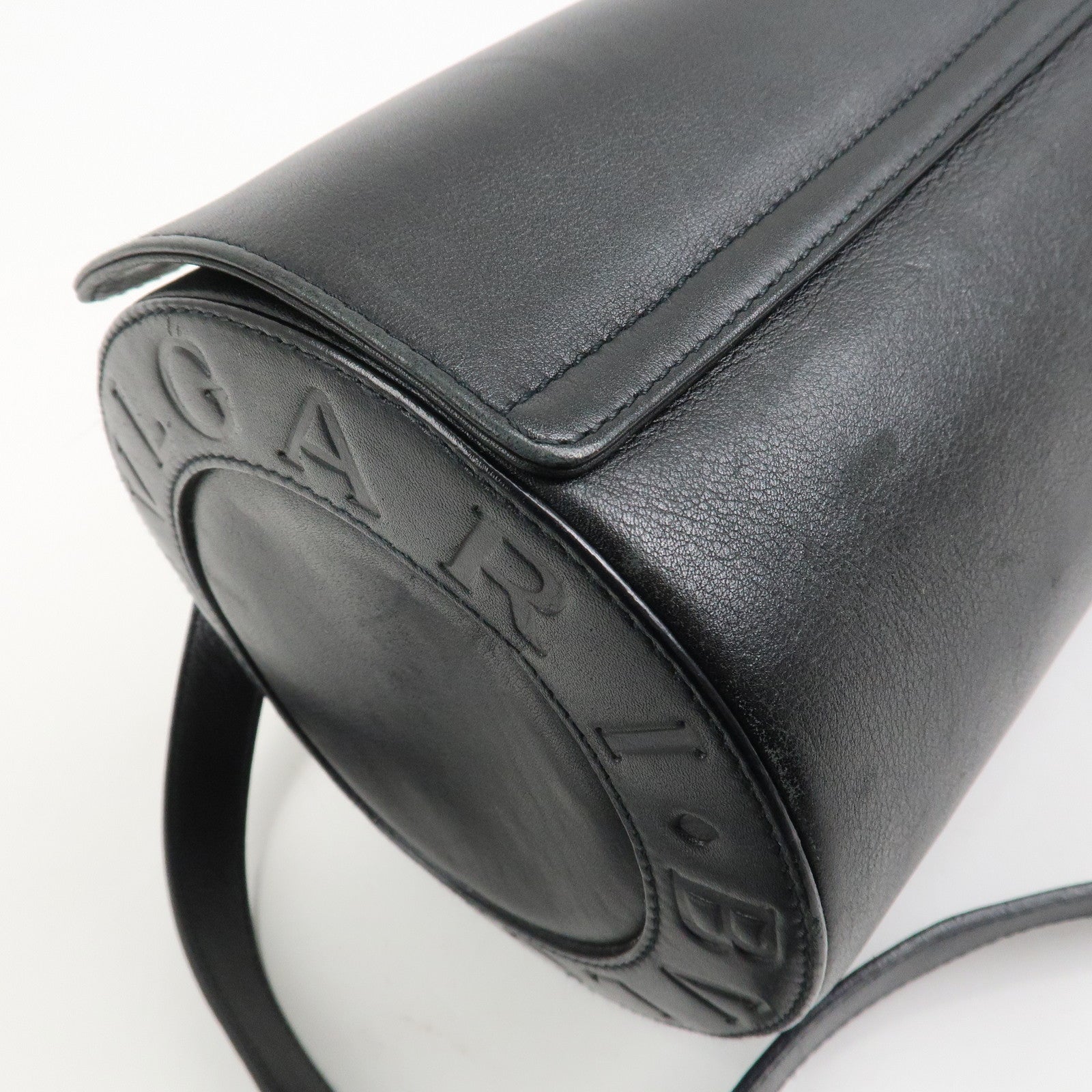 BVLGARI B-zero 1 Drum Leather Shoulder Bag Black