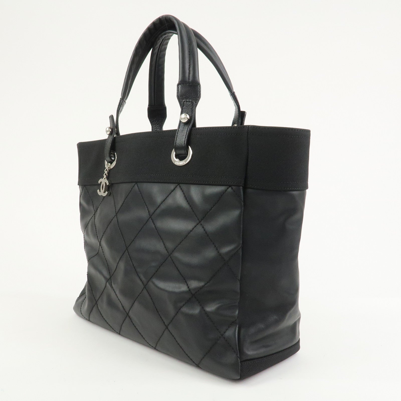 CHANEL Paris Biarritz Tote Bag Hand Bag MM Black A34209