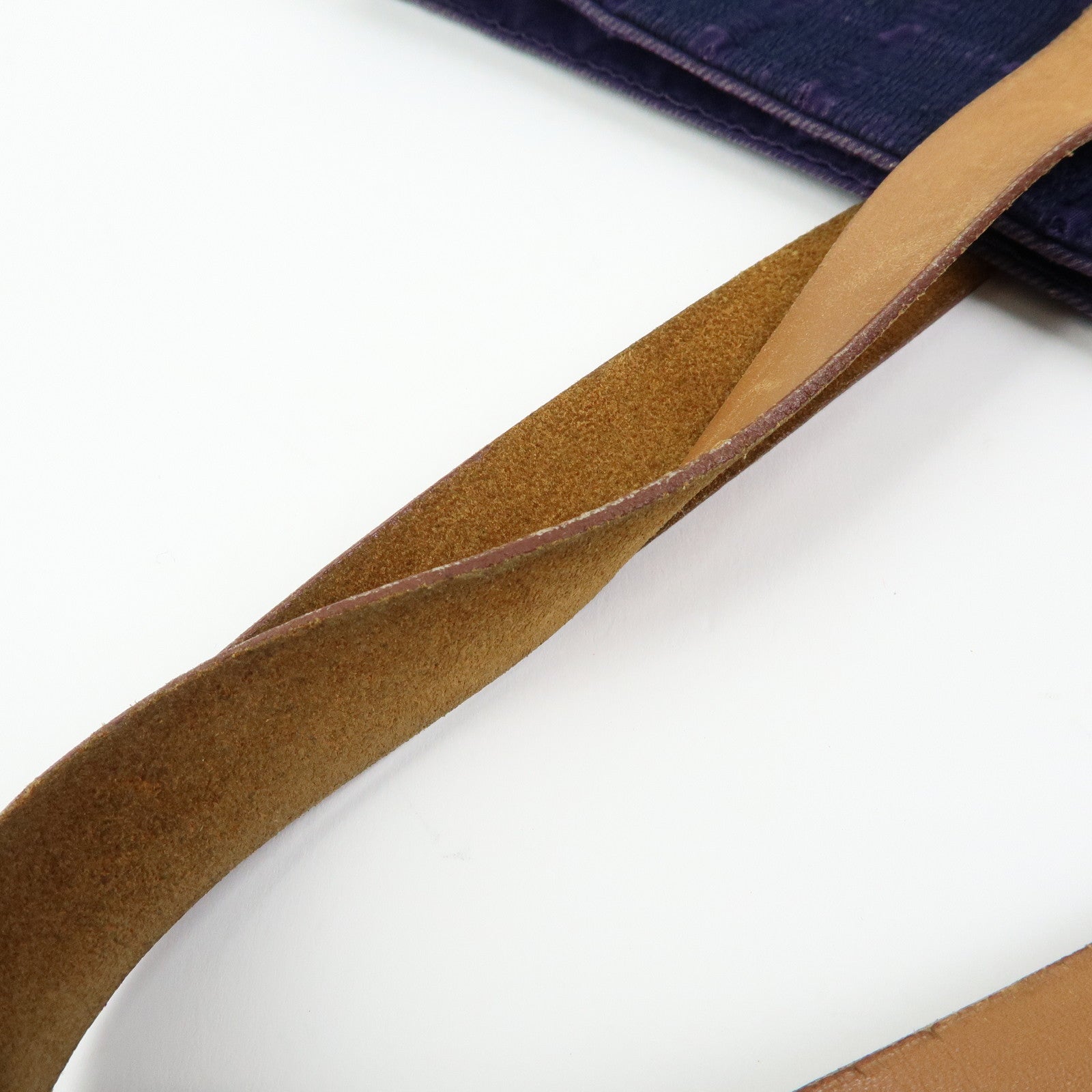HERMES Amedaba GM Canvas Leather Tote Bag Hand Bag Navy Purple