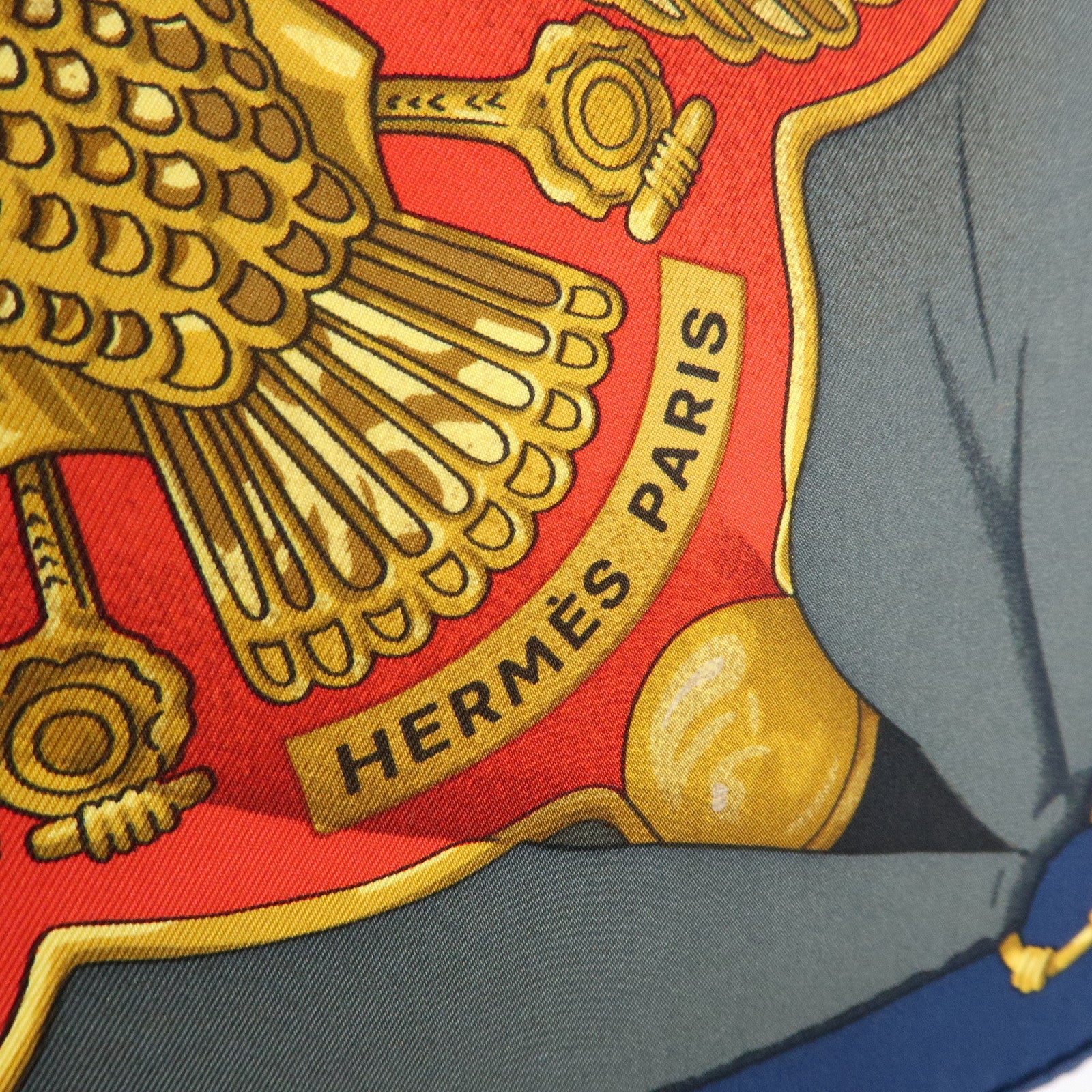 HERMES Carre 90 Silk 100% Soleil de Soie Scarf Red Yellow