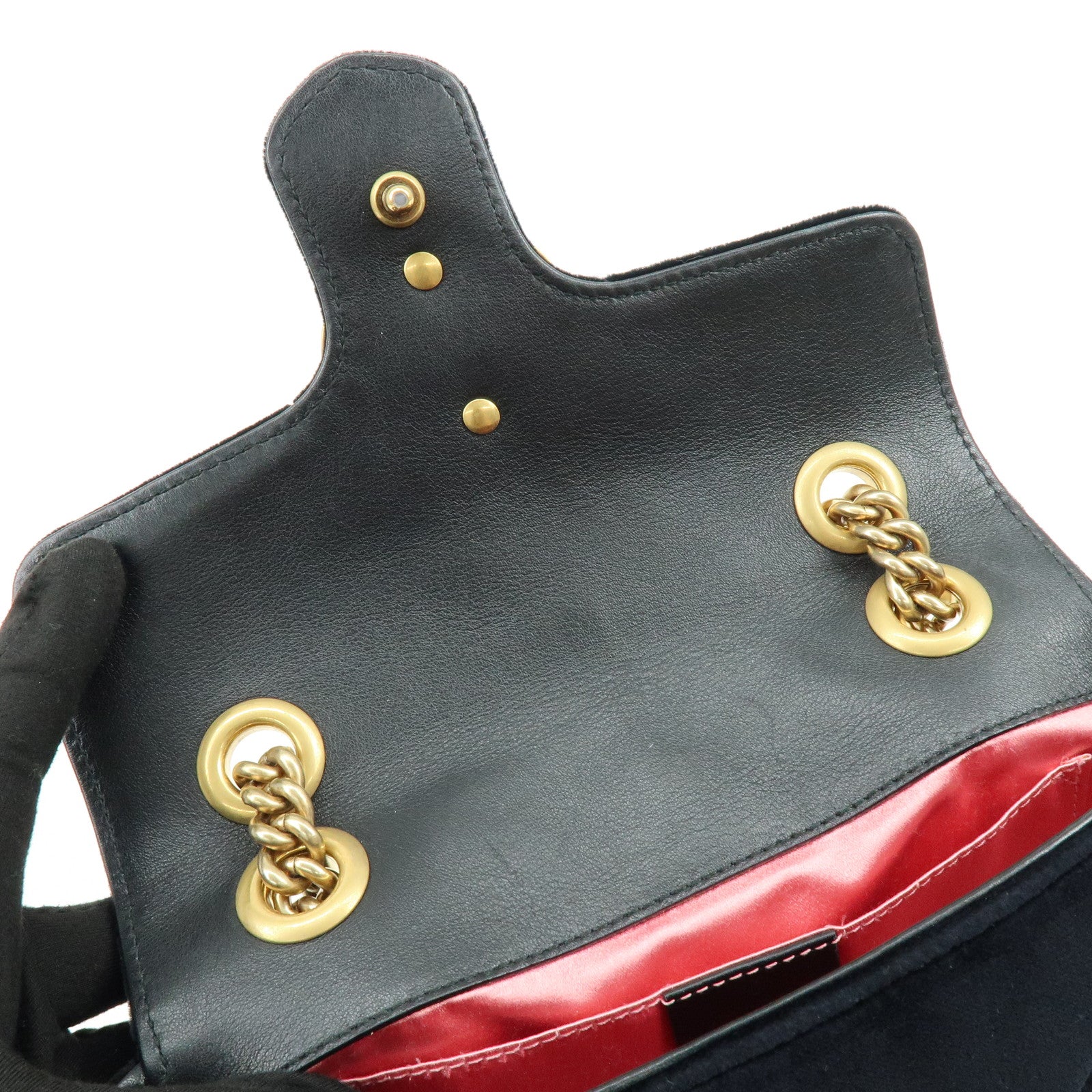 GUCCI GG Marmont Small Velvet Chain Shoulder Bag Black 446744