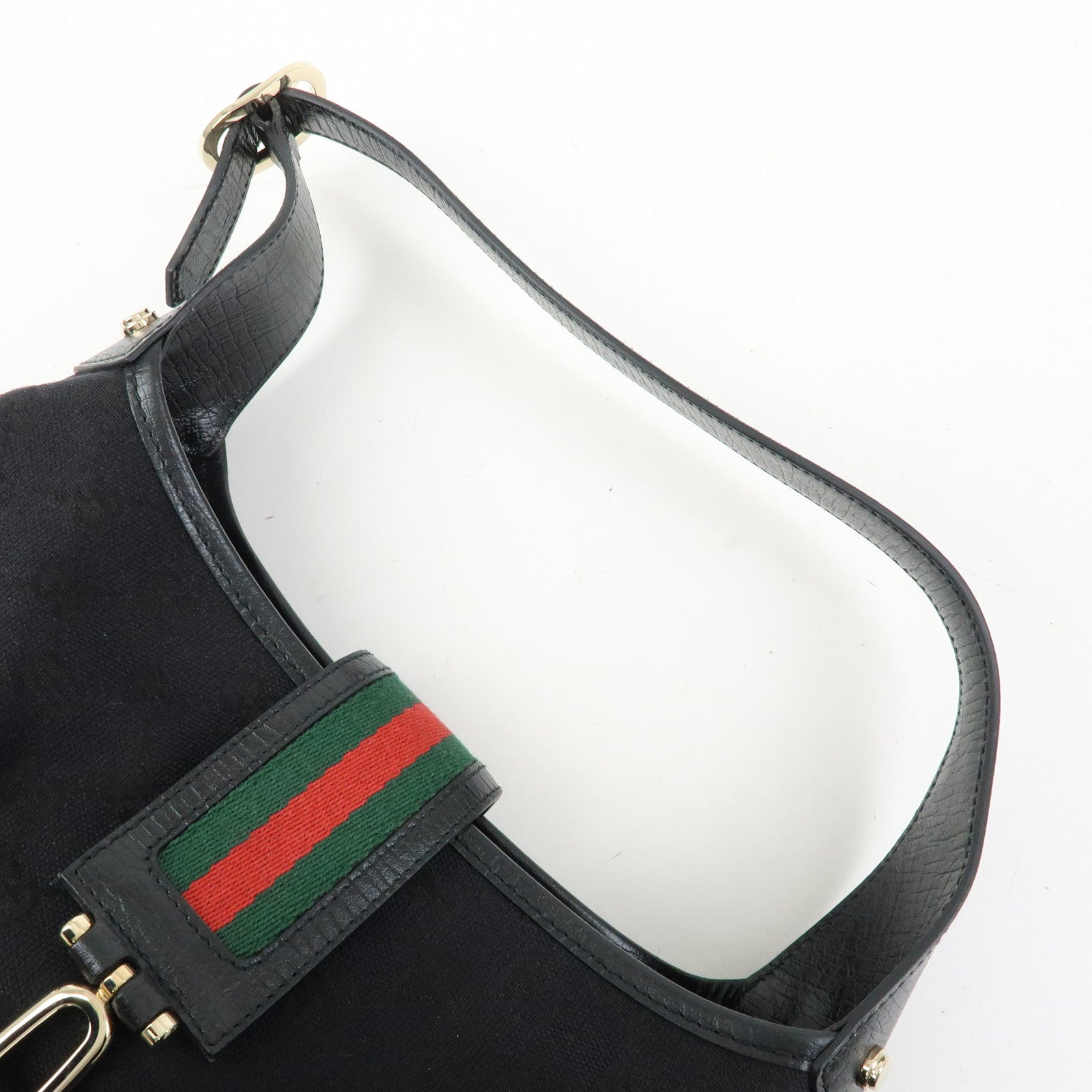 GUCCI Sherry GG Canvas Leather Shoulder Bag Hand Bag Black 130779