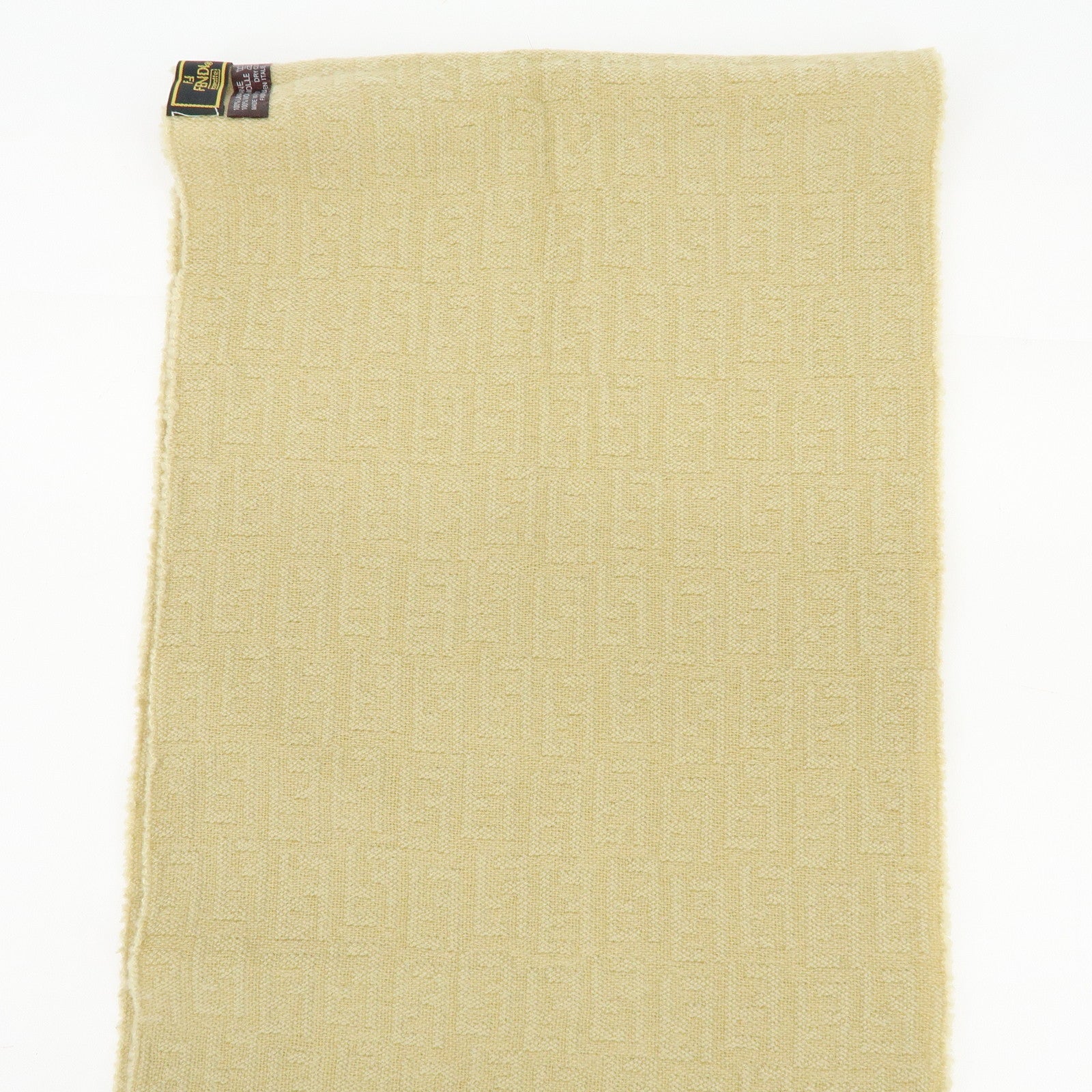 FENDI Zucca Wool 100% Scarf Yellow Beige