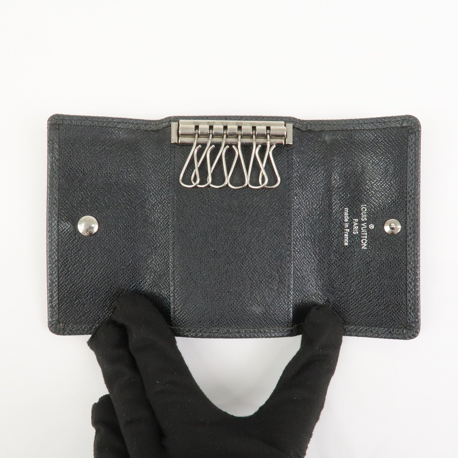 Louis Vuitton Taiga Multicles 6 Key Case Ardoise Black M30532