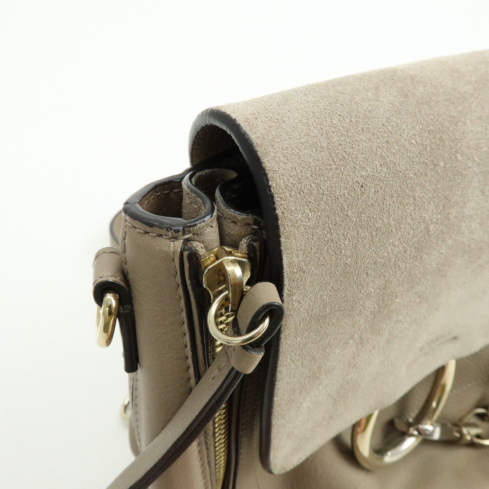 Chloe Faye Suede Leather Backpack Rucksack Greige