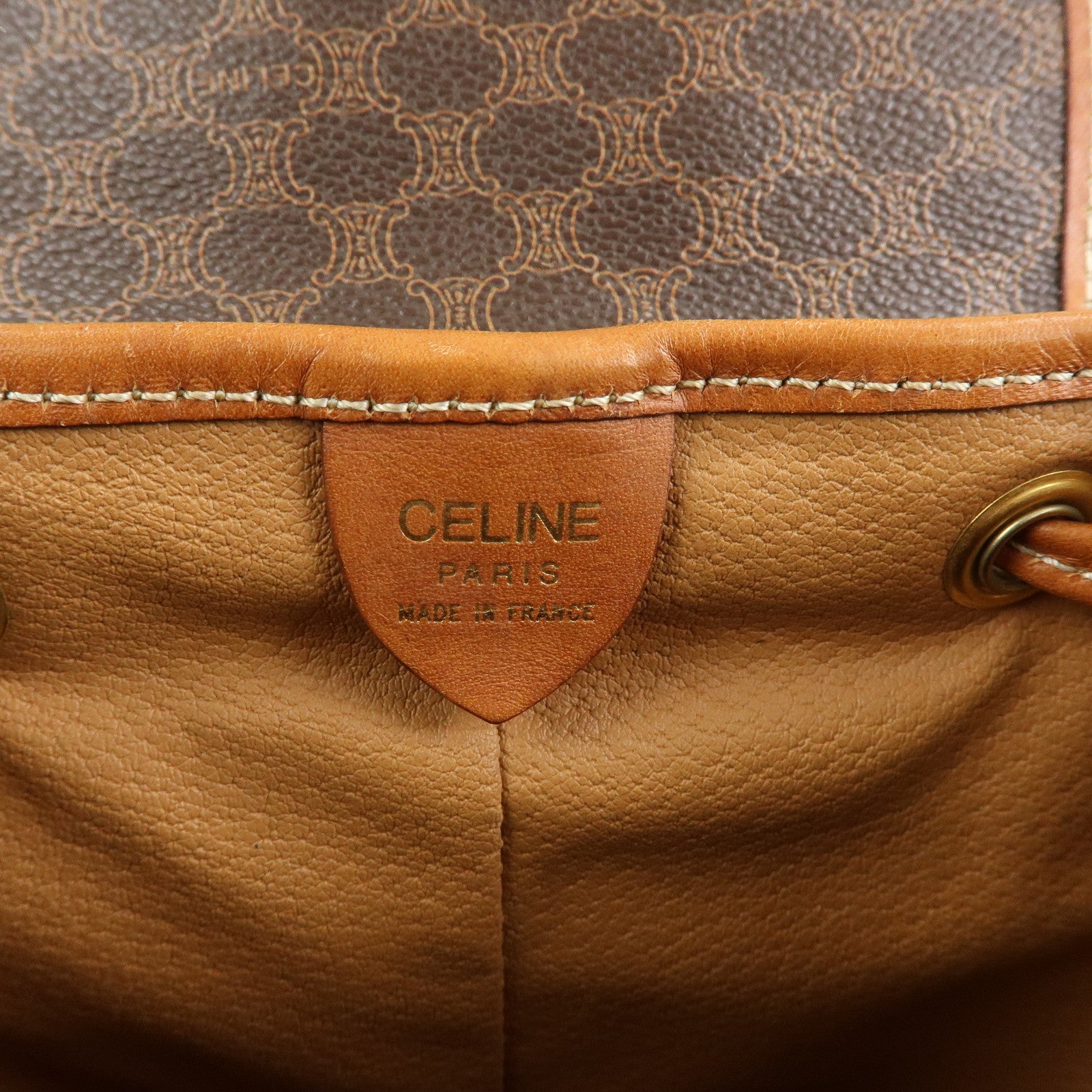 CELINE Macadam PVC Coated Canvas Leather Backpack Brown