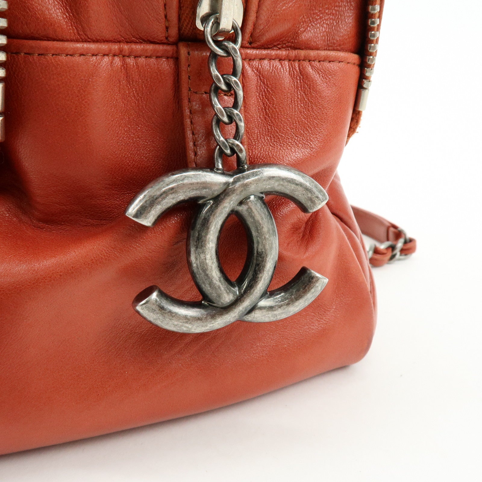 CHANEL Matelasse COCO Mark Lamb Skin Shoulder Bag Red