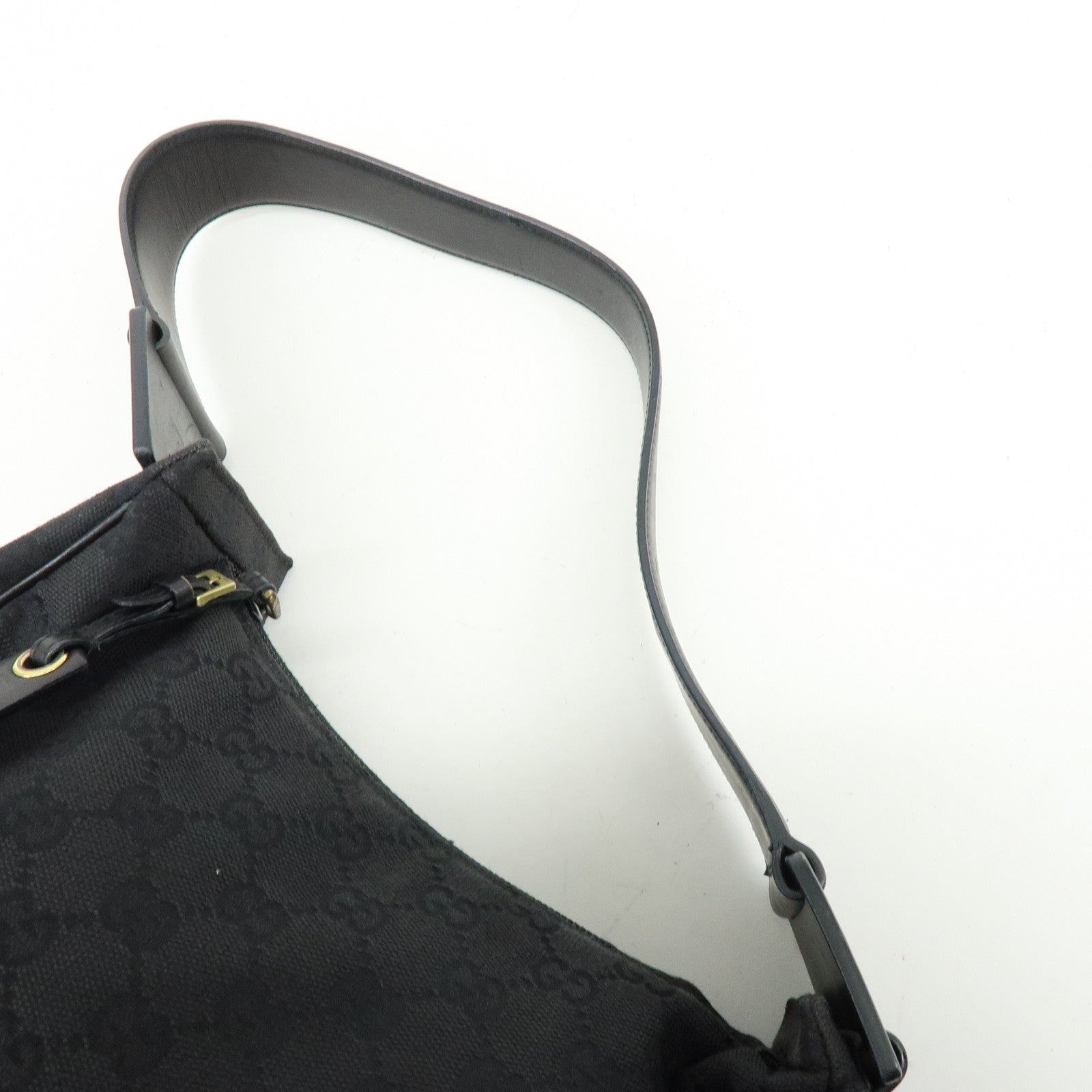 GUCCI GG Canvas Leather Shoulder Bag Hand Bag Black 92699