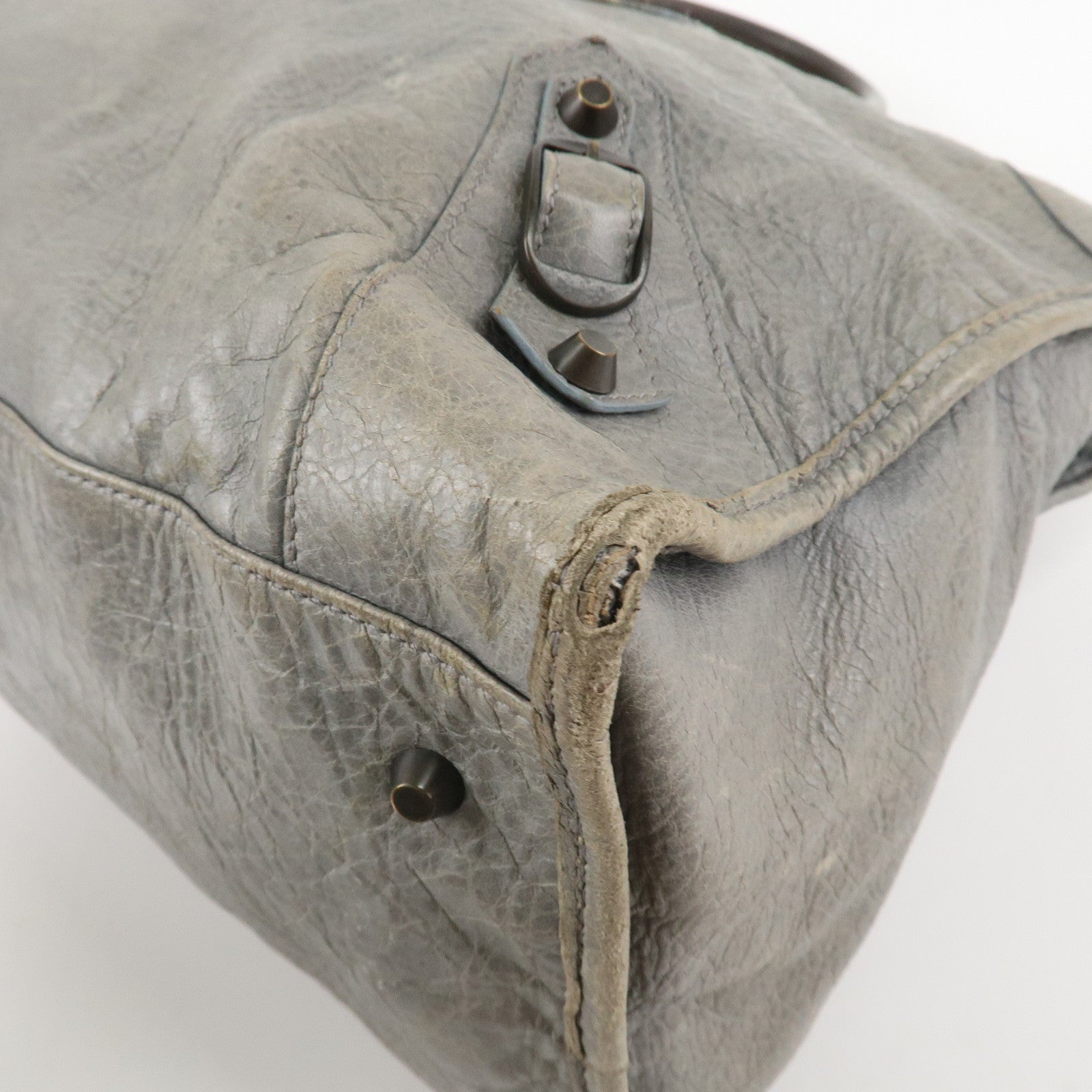 BALENCIAGA The Work Leather Tote Bag Hand Bag Gray Used