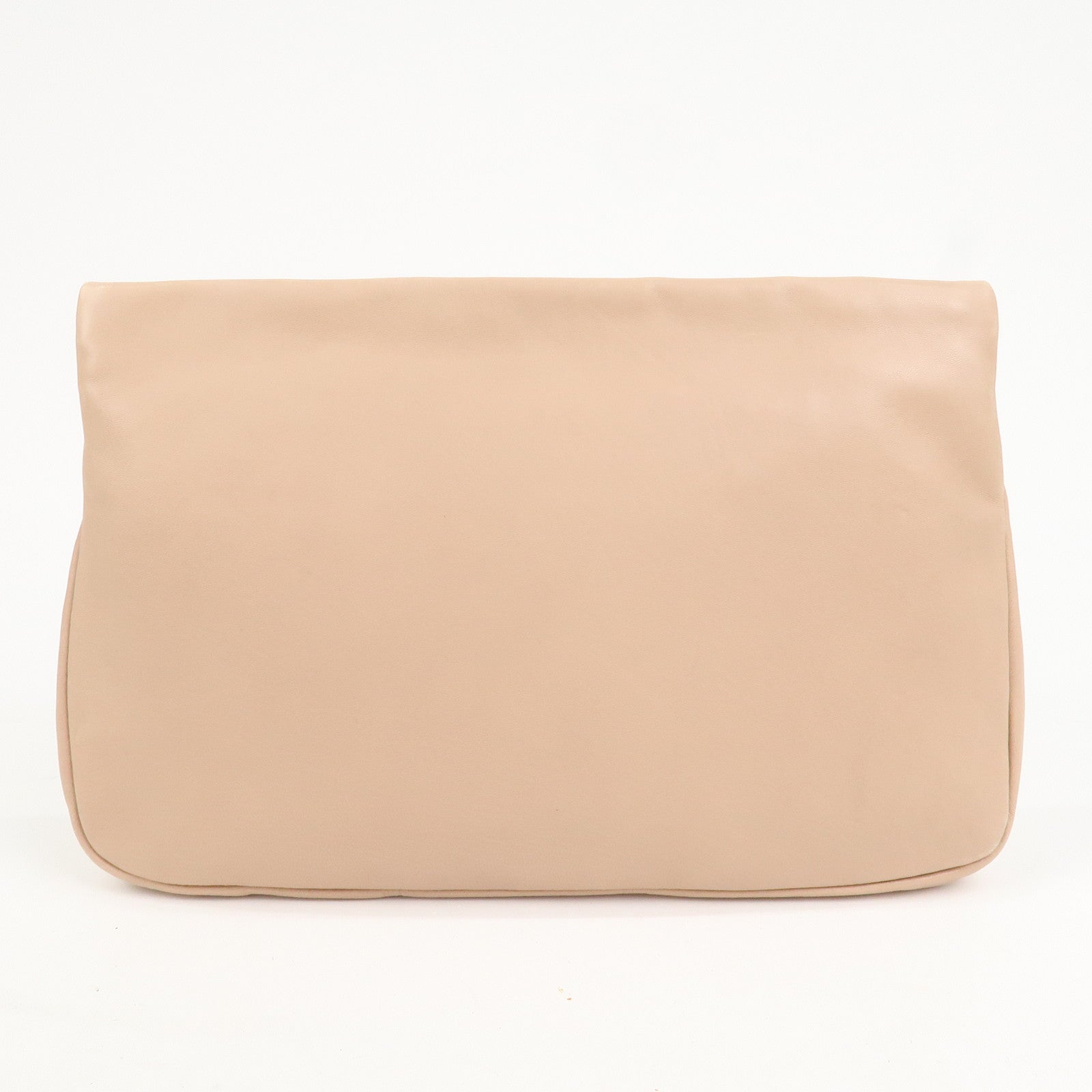 JIMMY CHOO Studs Leather Clutch Bag Hand Bag Pink Beige