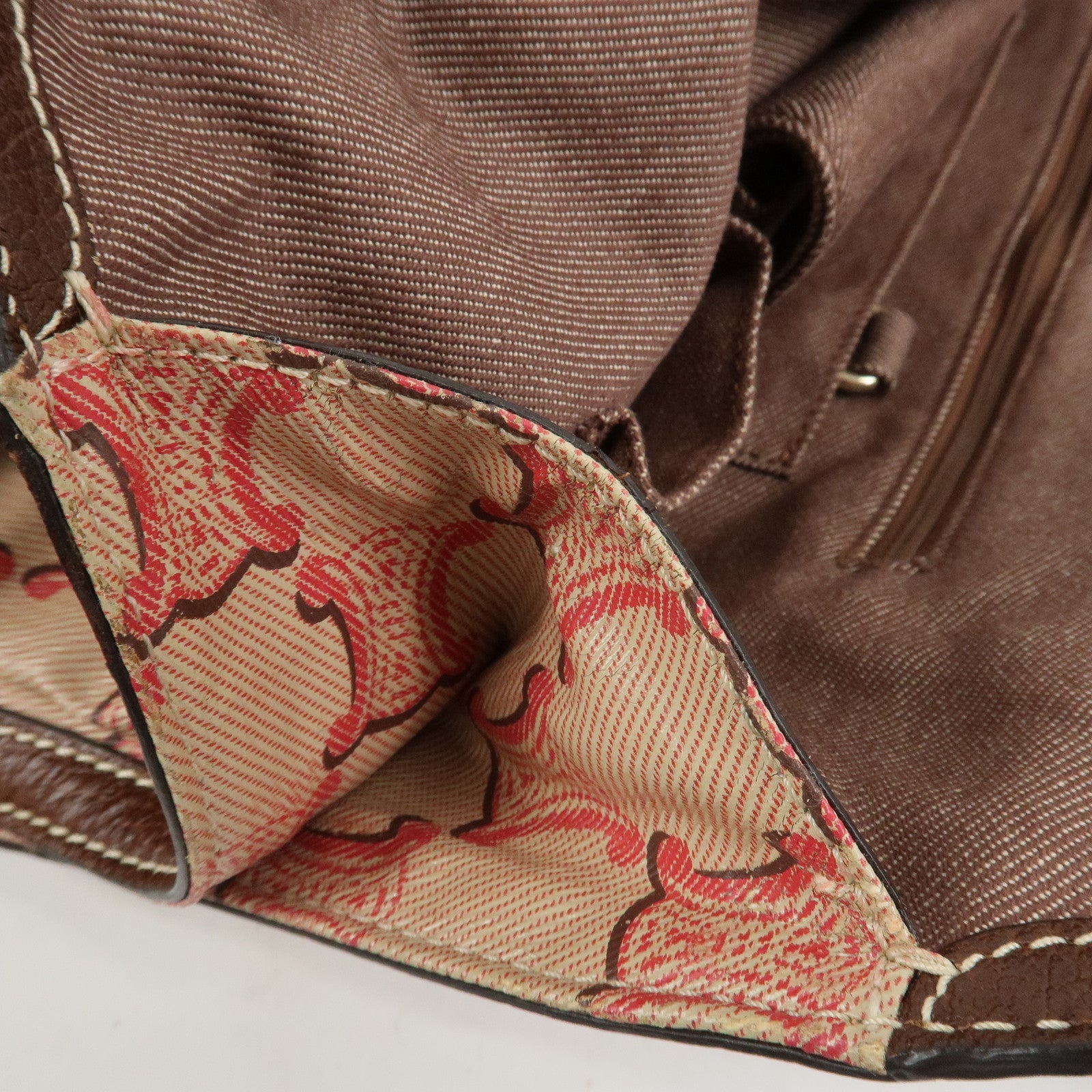 CELINE Bitter Sweet Macadam PVC Canvas Leather Hand Bag Pink