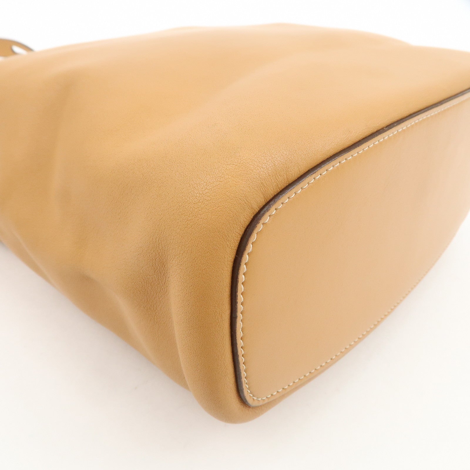 LOEWE Logo Leather Shoulder Bag Hand Bag Tote Bag Light Brown