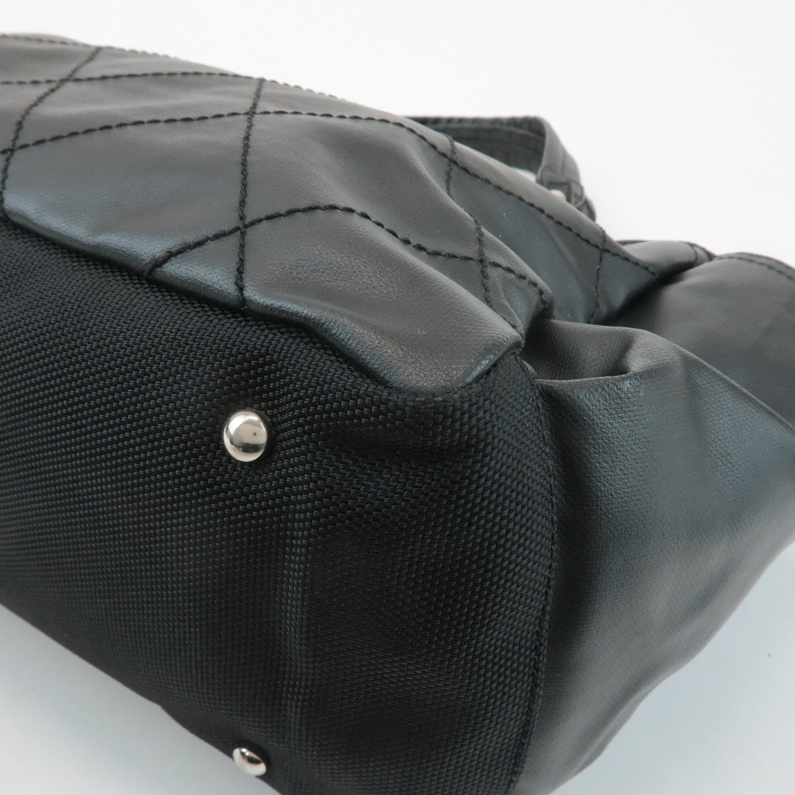 CHANEL COCO Paris Biarritz GM Coated Canvas Leather Tote Bag Black