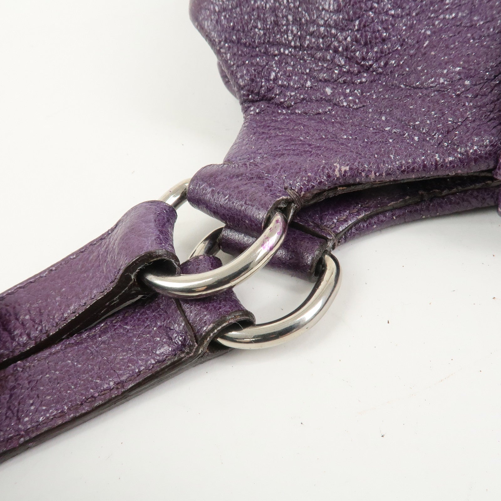 PRADA Leather Tote Bag Shoulder Bag Purple Silver