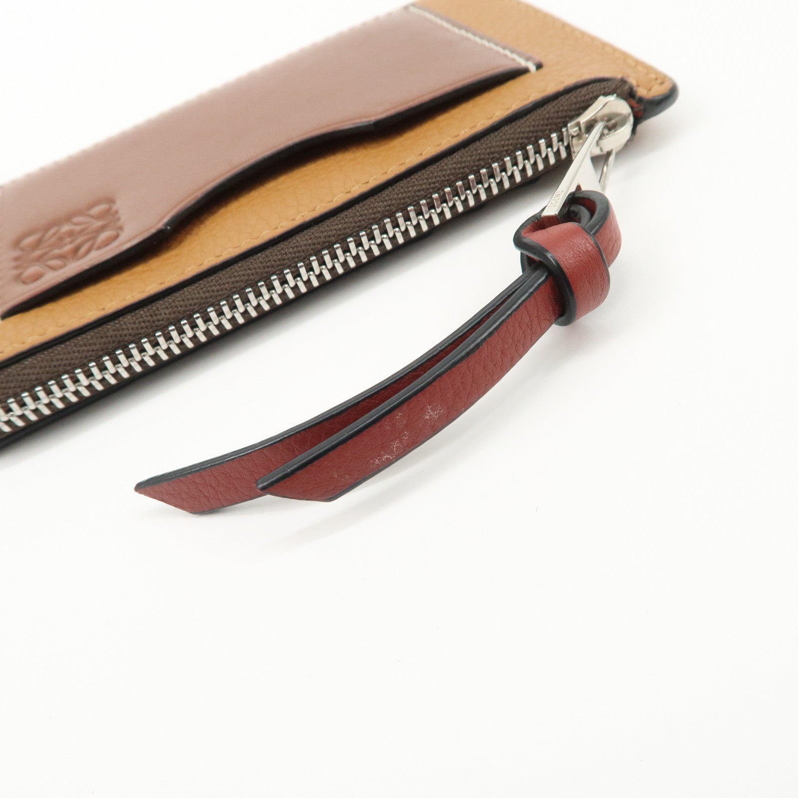 LOEWE Anagram Leather Coin Case Fragment Case Beige Brown