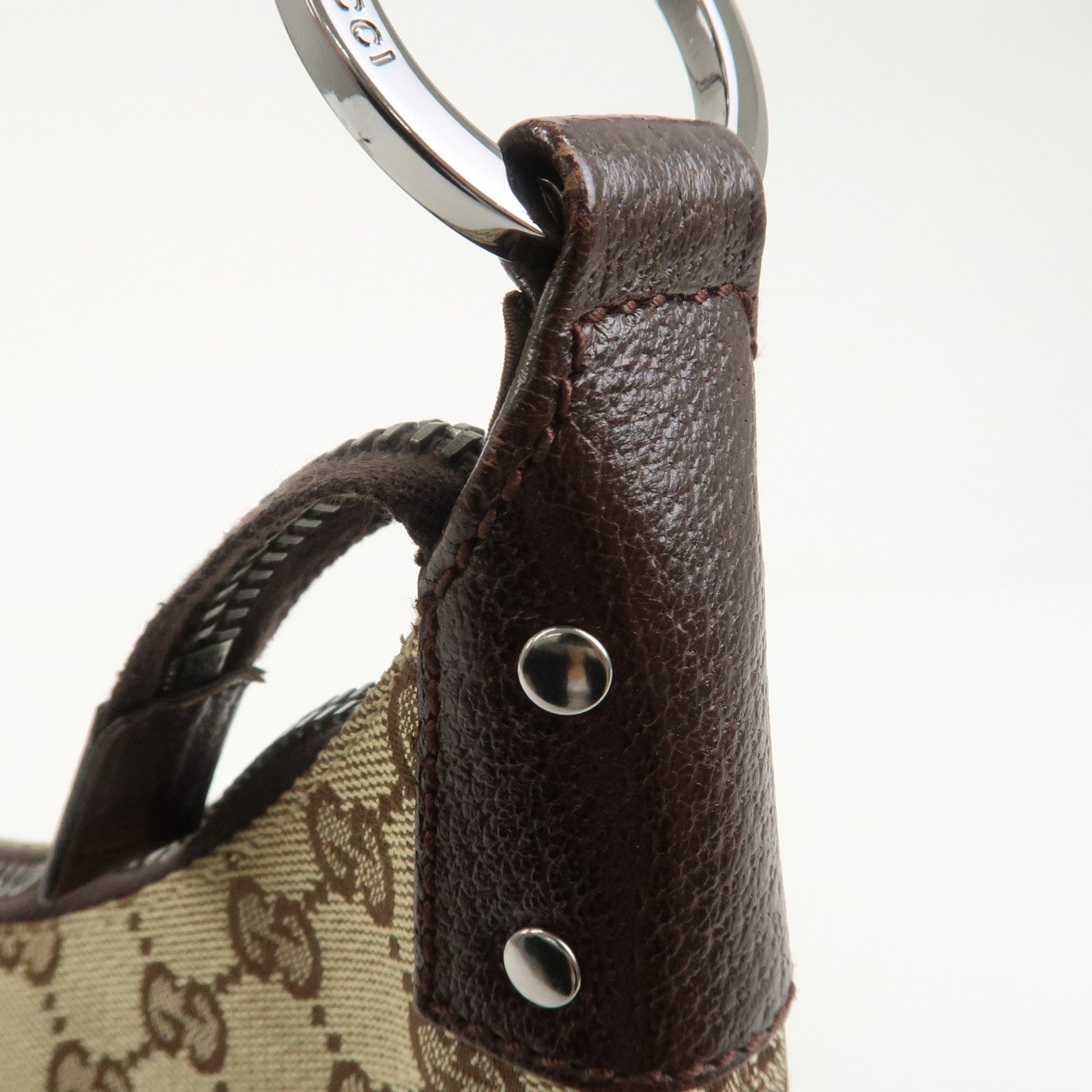 GUCCI GG Monogram Canvas Leather Shoulder Bag Beige Brown 115003