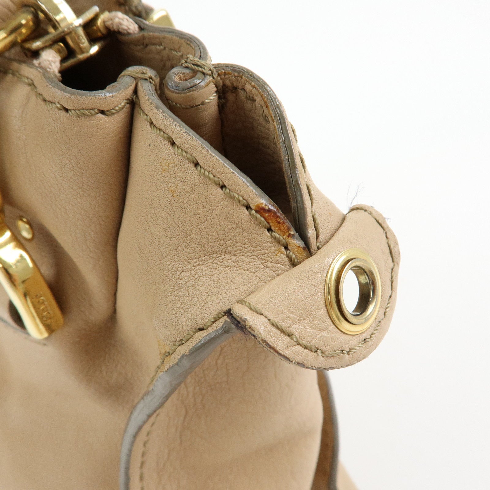 Chloe Marcie Leather 2Way Bag Shoulder Bag Hand Bag Beige