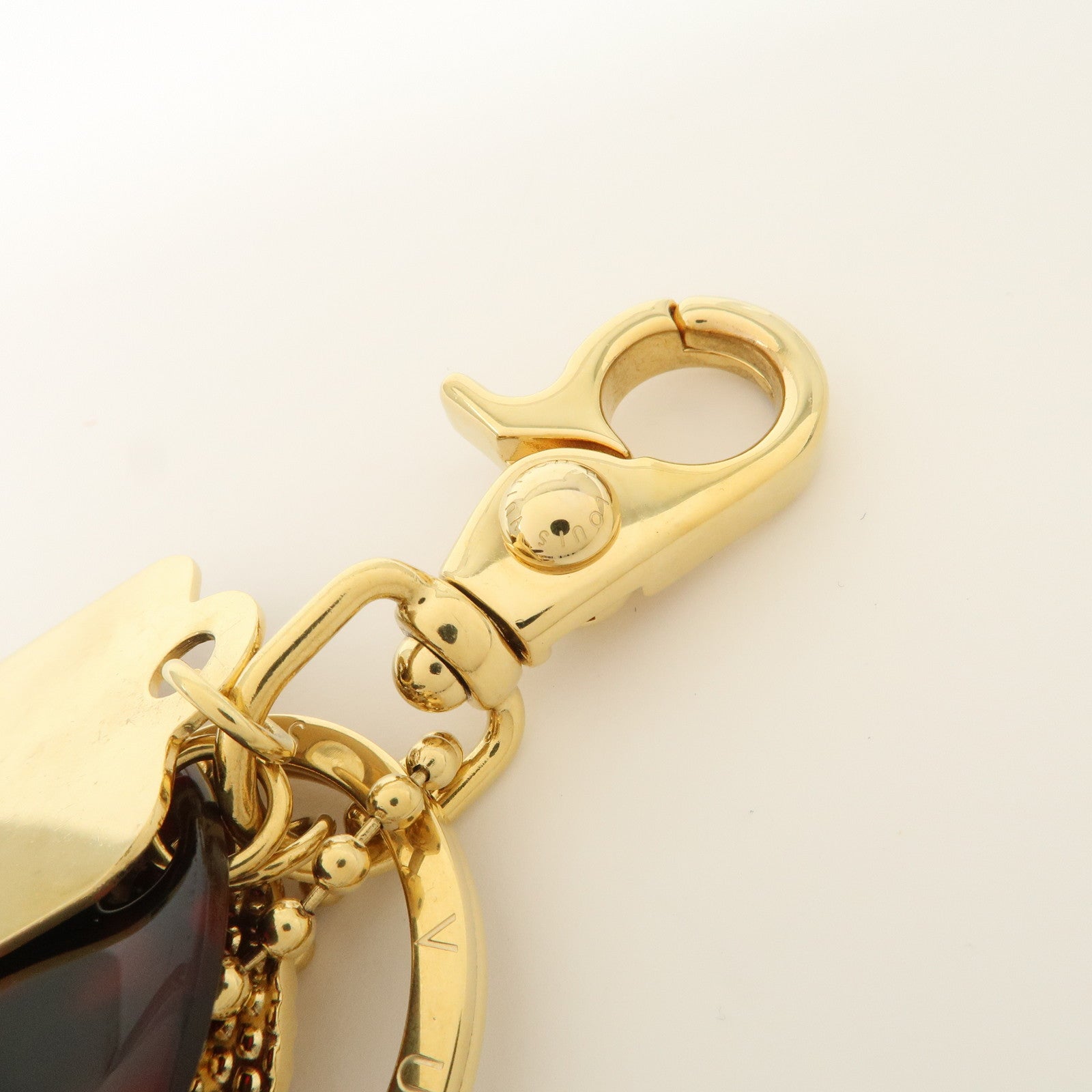 Louis Vuitton Bijoux Sac Monogram Flage Metal Resin Bag Charm Gold Rouge M65635 Used