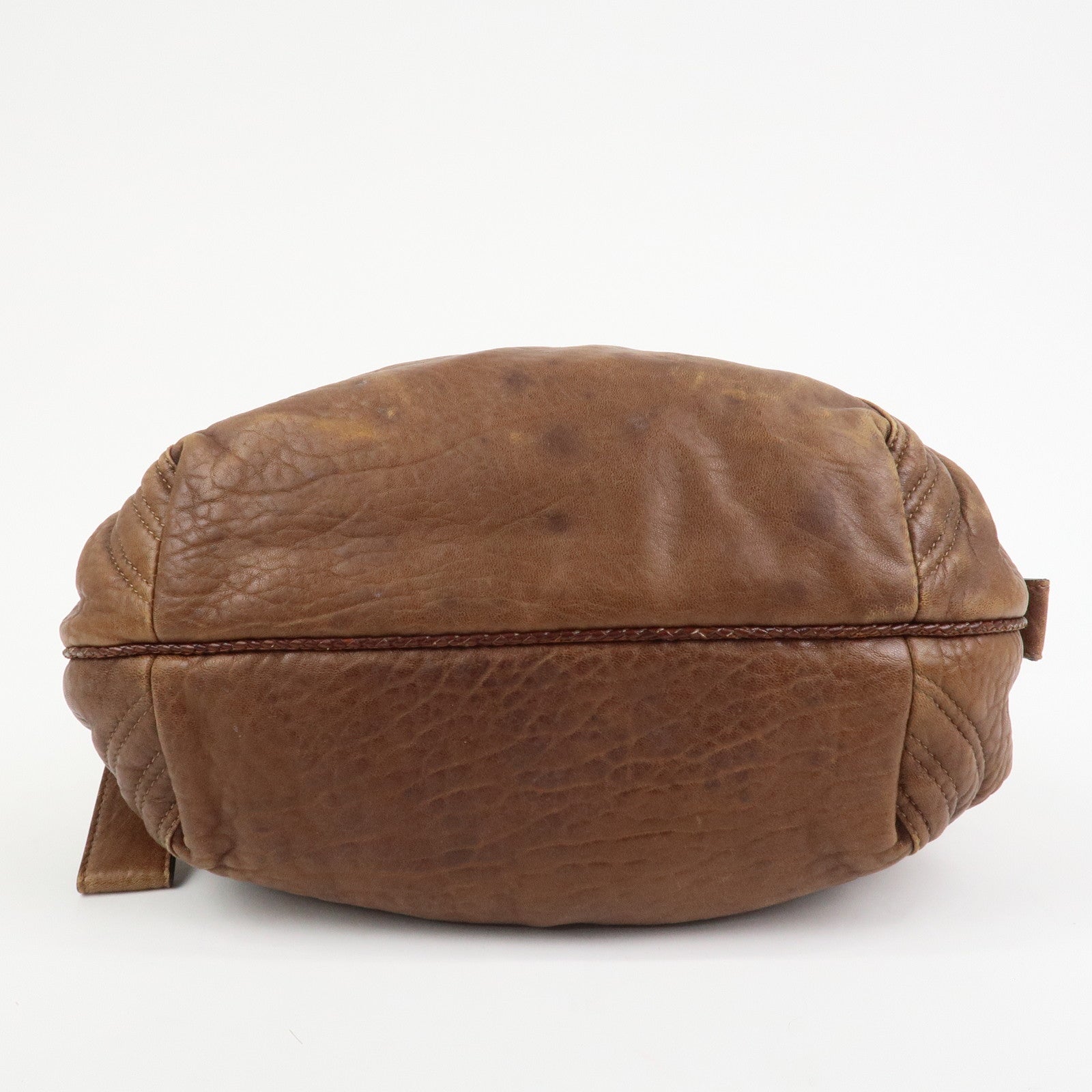 FENDI Logo Leather Mini Spy Bag Hand Bag Brown 8BL078