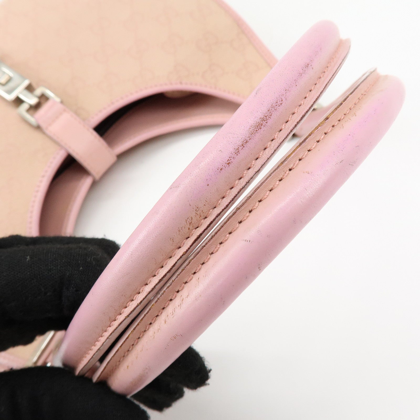 GUCCI Jackie GG Canvas Leather Shoulder Bag Pink 002・1067