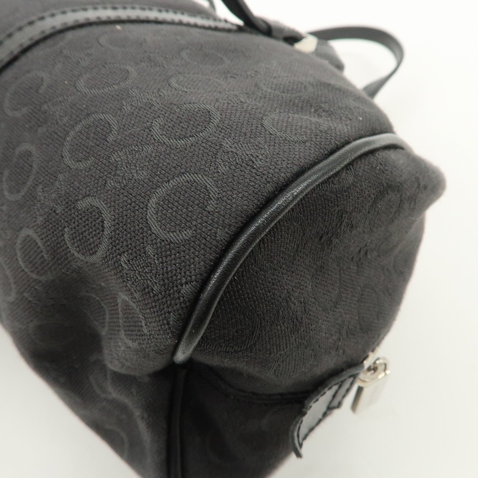 CELINE C Macadam Canvas Leather Mini Boston Bag Black