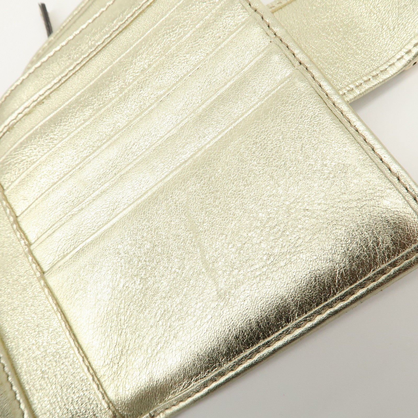 GUCCI Abbey GG Canvas Leather Bi-fold Wallet Beige Gold 154255