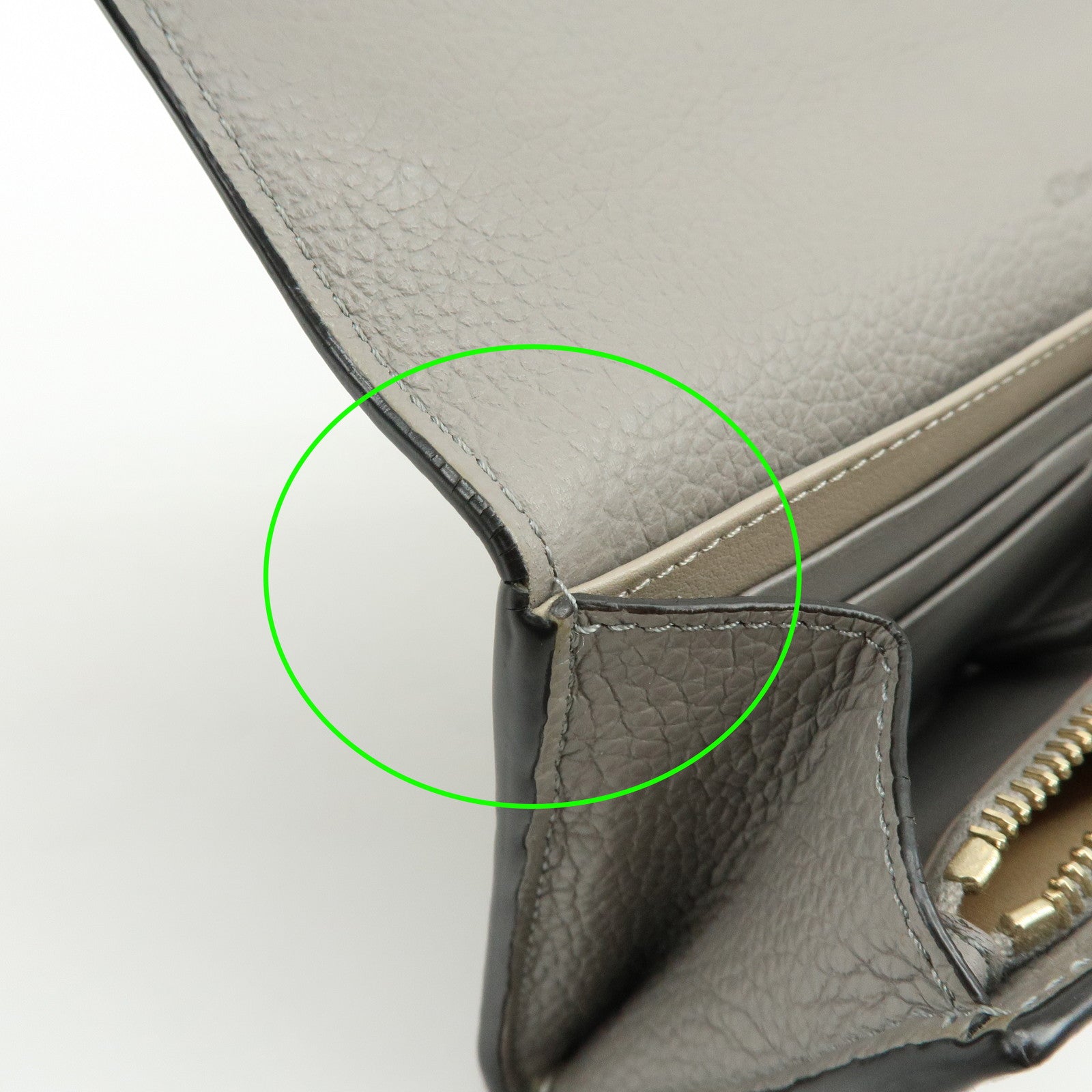 Chloe Alphabet Leather Flap Long Wallet C Charm Gray