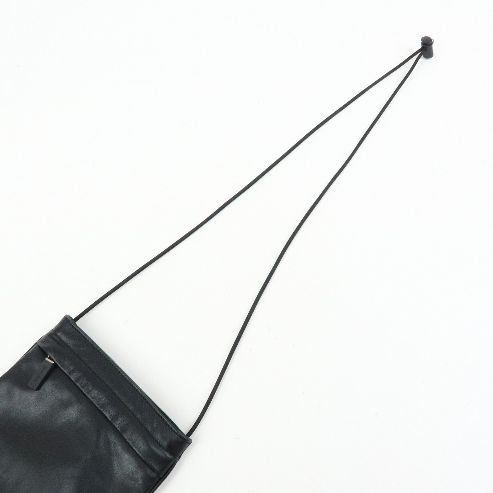 MIU MIU Logo Leather Shoulder Bag Crossbody Bag Flat Pouch Black