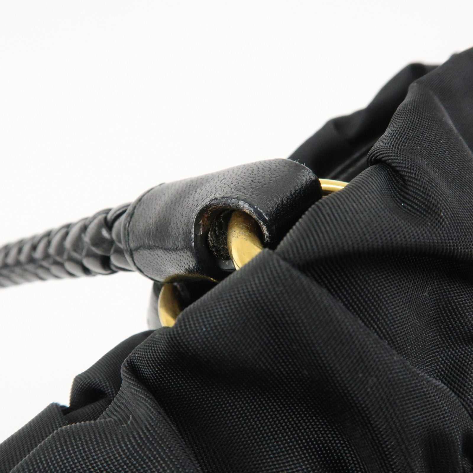 PRADA Logo Nylon Leather 2Way Bag Shoulder Bag Hand Bag Black BN1970 Used