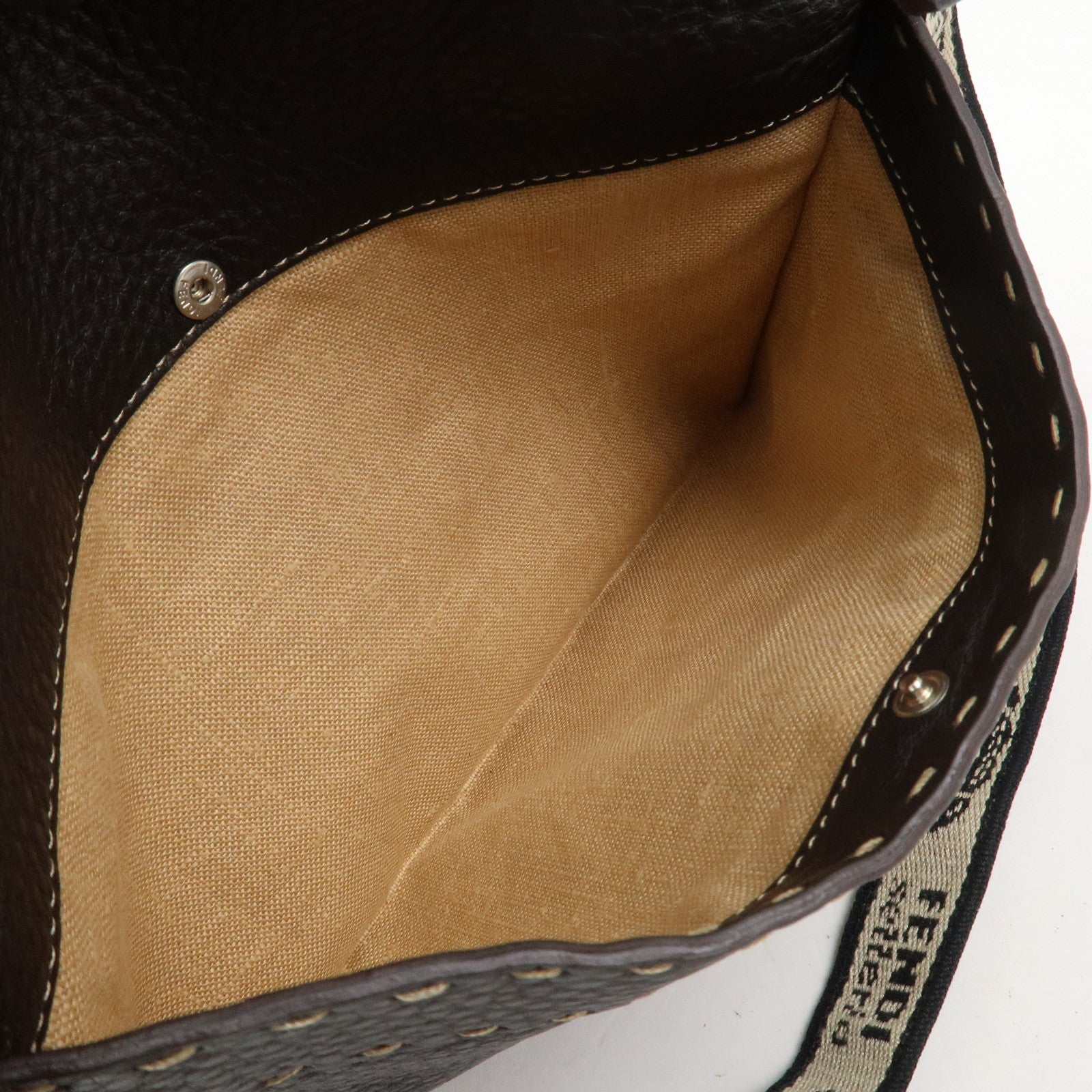 FENDI Selleria Leather Shoulder Bag Crossbody Bag Brown 8BT092