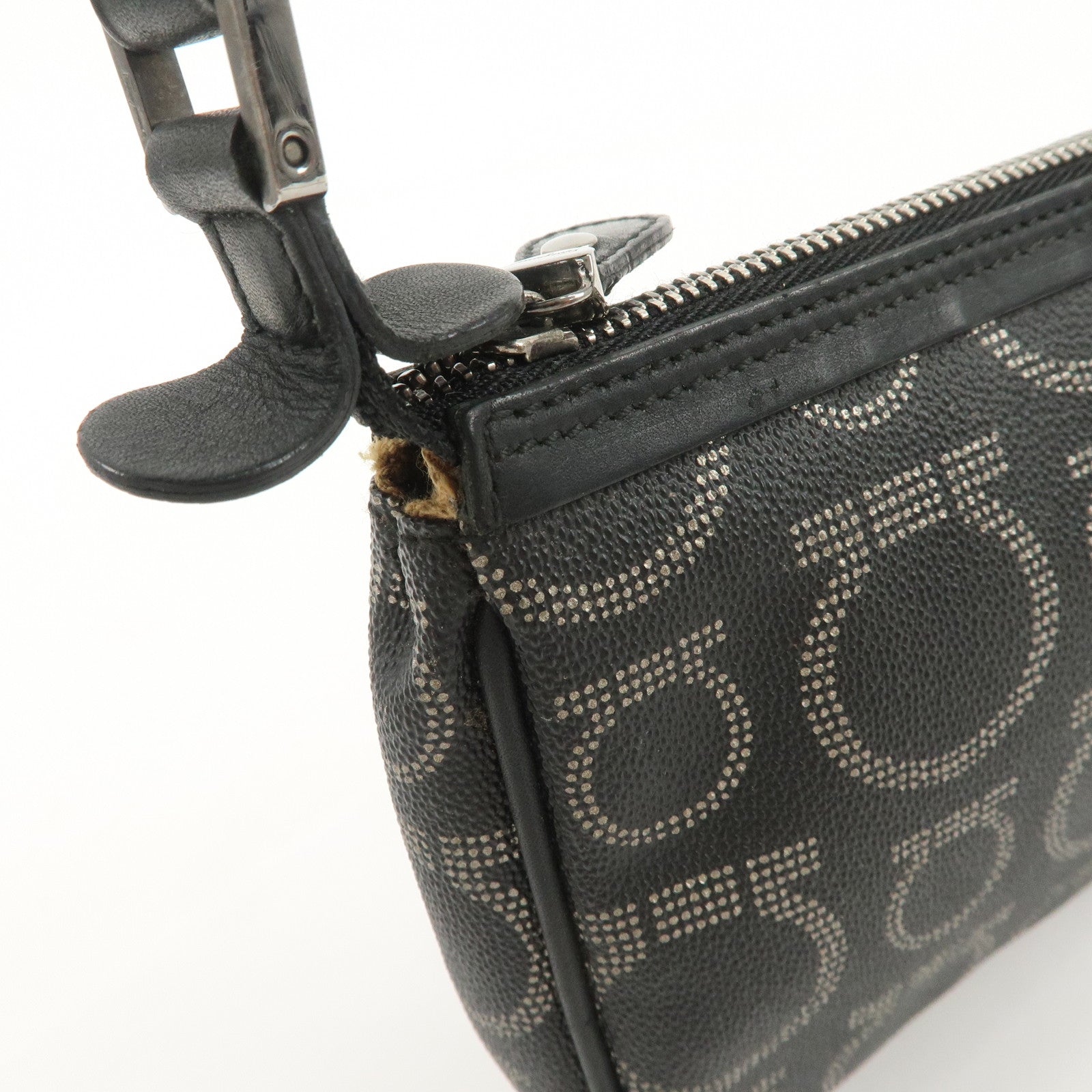 Ferragamo Gancini PVC Accessary Pouch Hand Bag Black