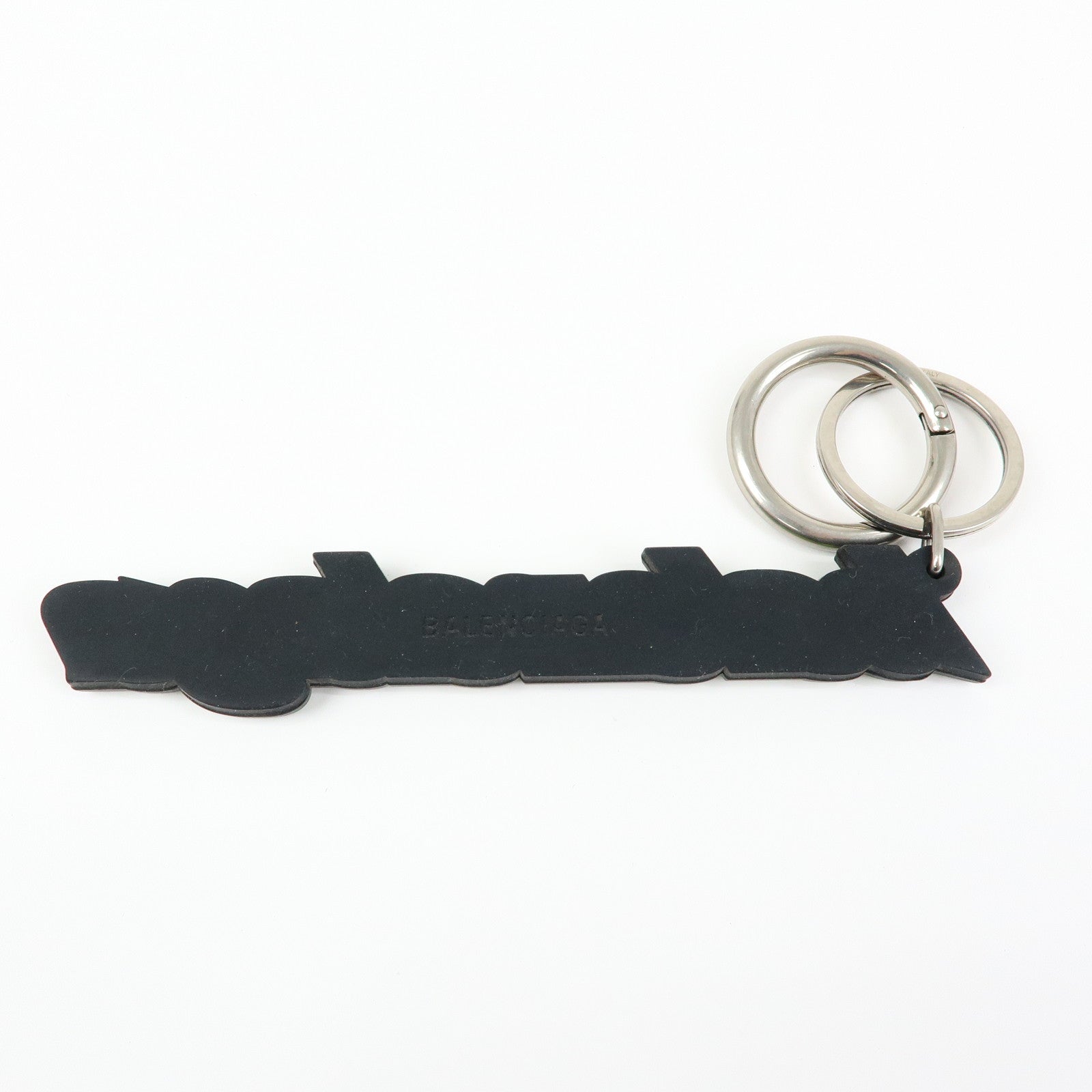 BALENCIAGA Logo Rubber Bag Charm Key Holder Green