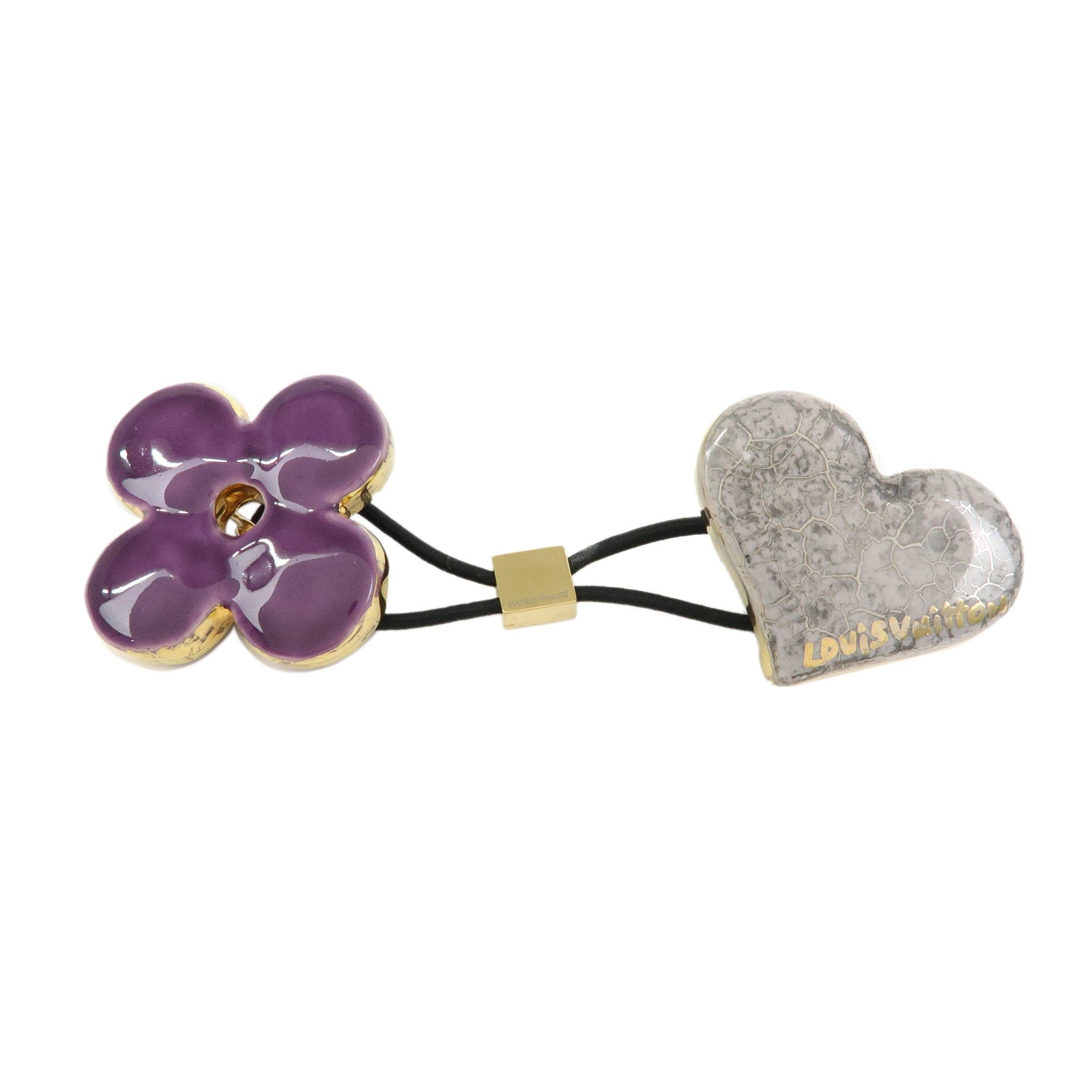 Louis Vuitton Hair Accessory Heart Flower Purple Gray Gold